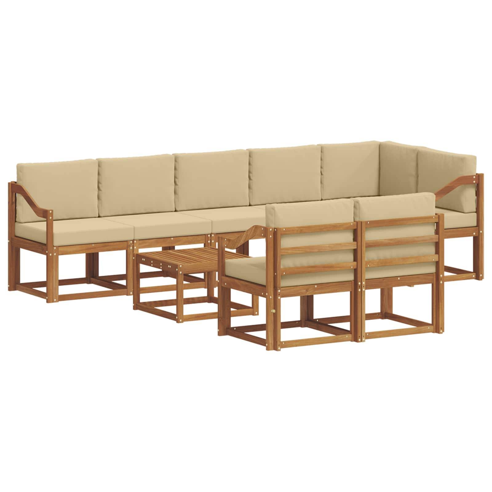 vidaXL Outdoor-Sofagarnitur mit Kissen 9 pcs Natur und Beige