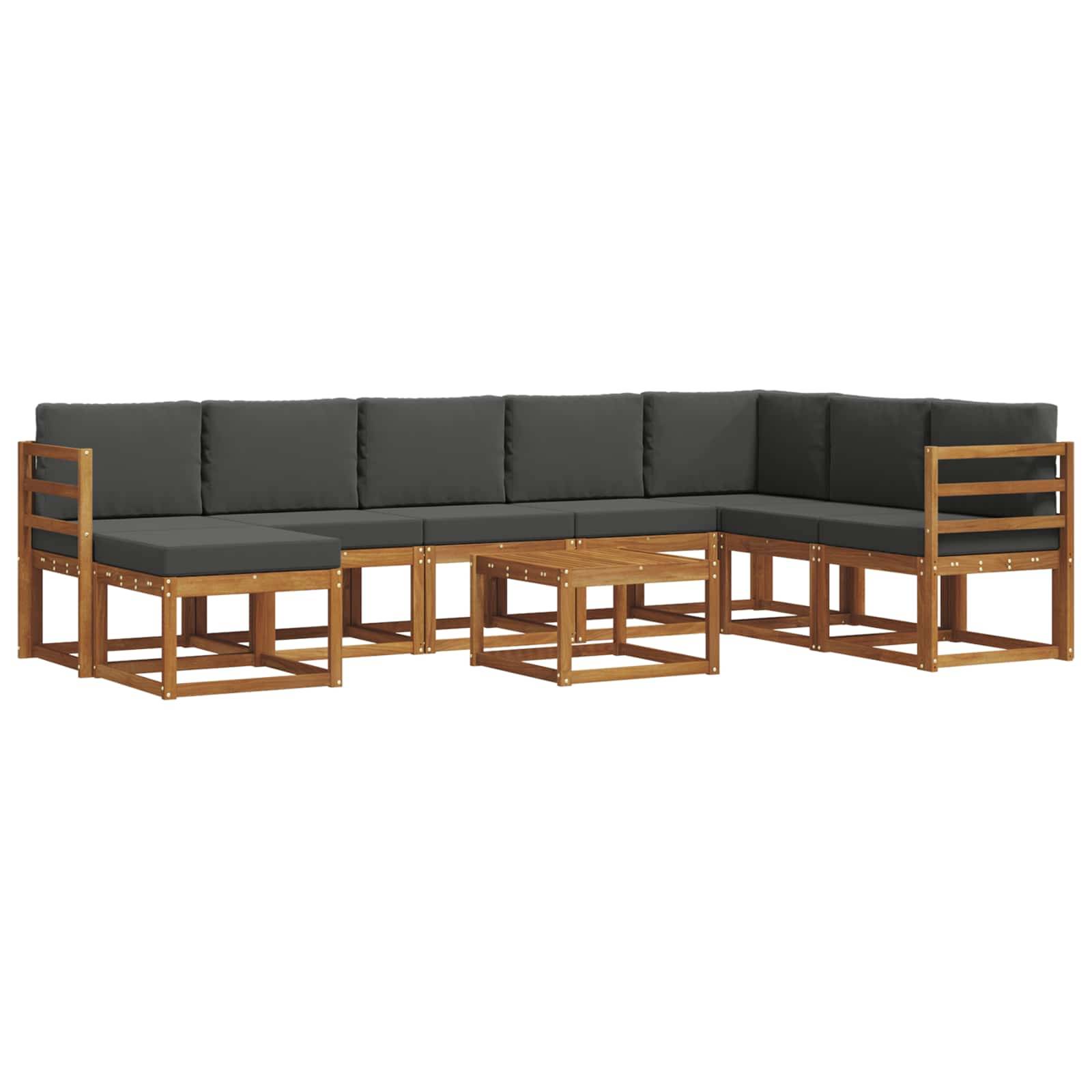 vidaXL Outdoor-Sofagarnitur mit Kissen 9 pcs Natur und Anthrazit