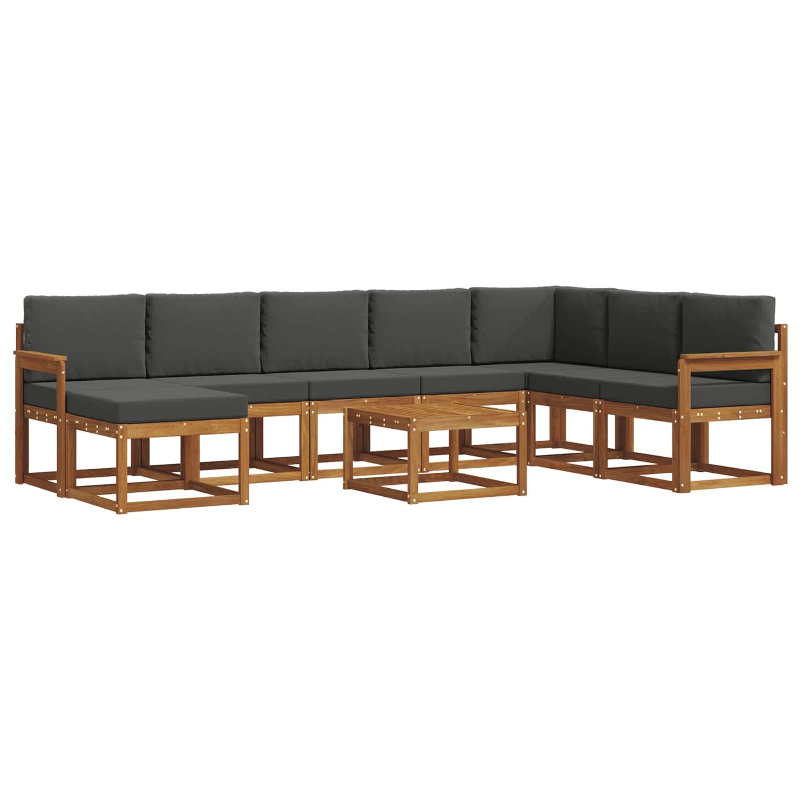 vidaXL Outdoor-Sofagarnitur mit Kissen 9 pcs Natur und Anthrazit
