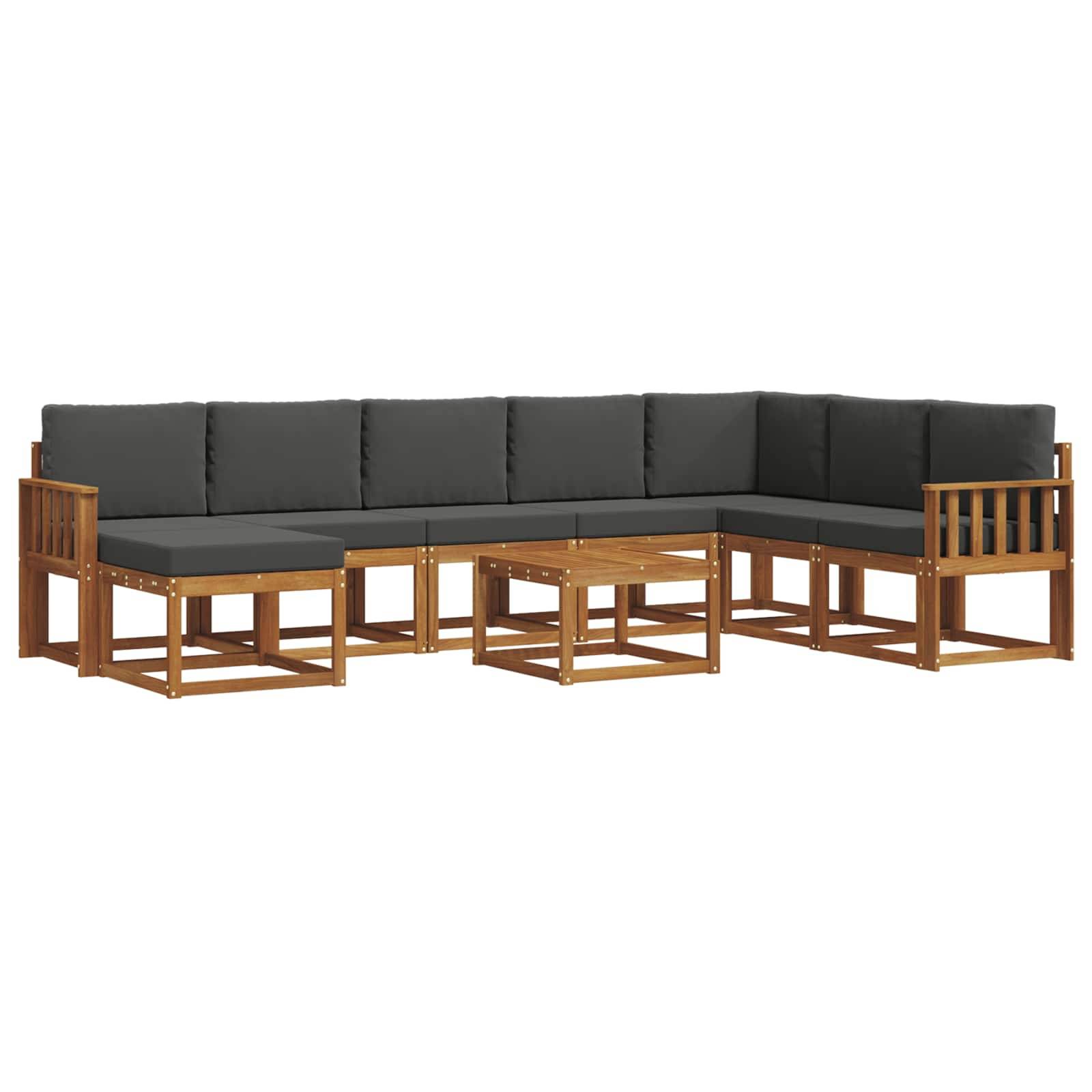 vidaXL Outdoor-Sofagarnitur mit Kissen 9 pcs Natur und Anthrazit