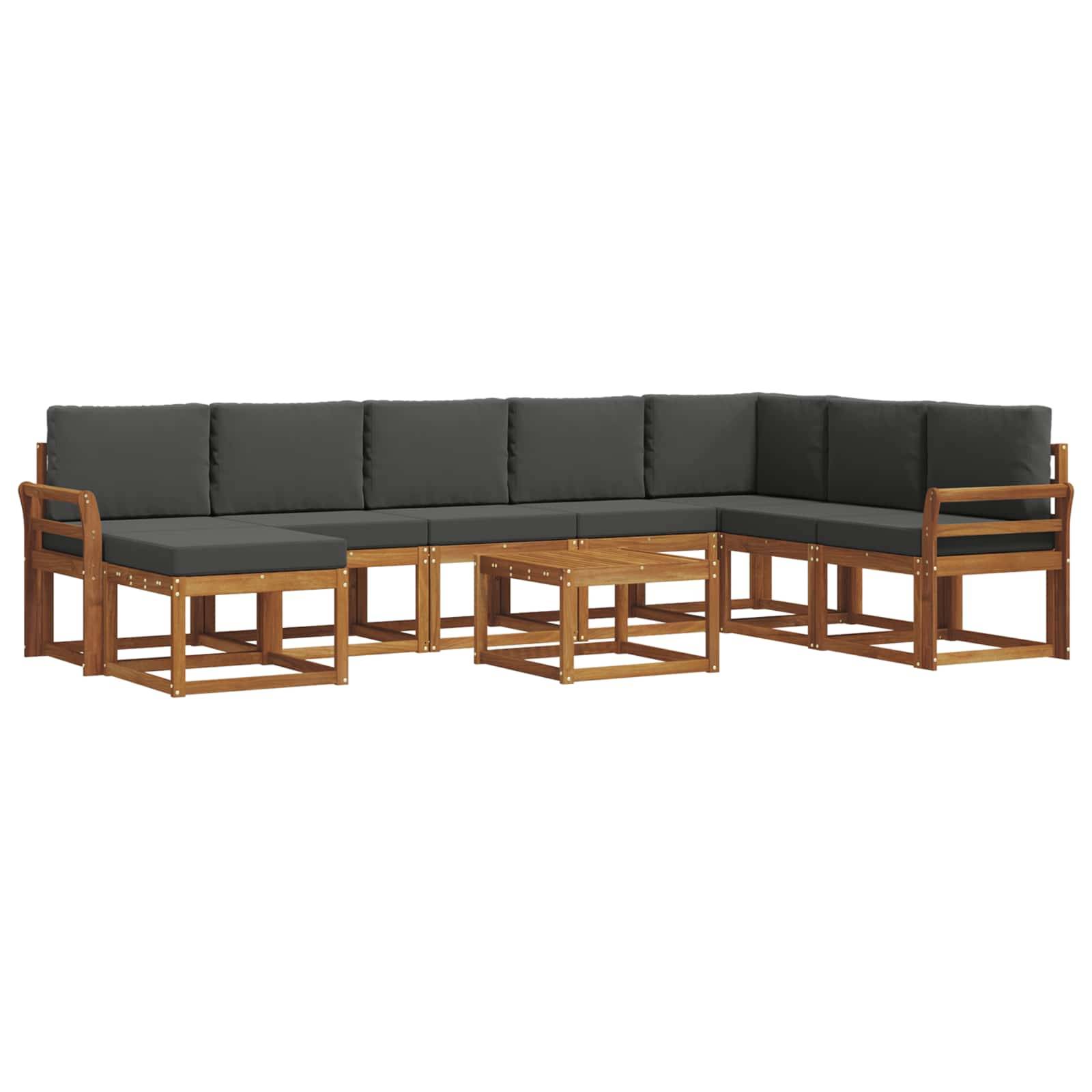 vidaXL Outdoor-Sofagarnitur mit Kissen 9 pcs Natur und Anthrazit