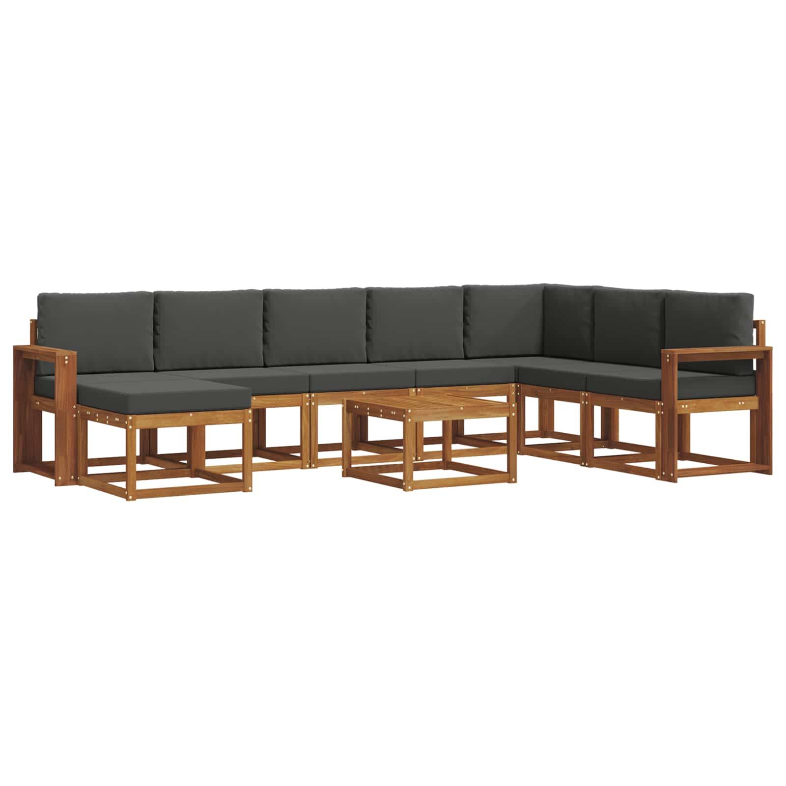 vidaXL Outdoor-Sofagarnitur mit Kissen 9 pcs Natur und Anthrazit