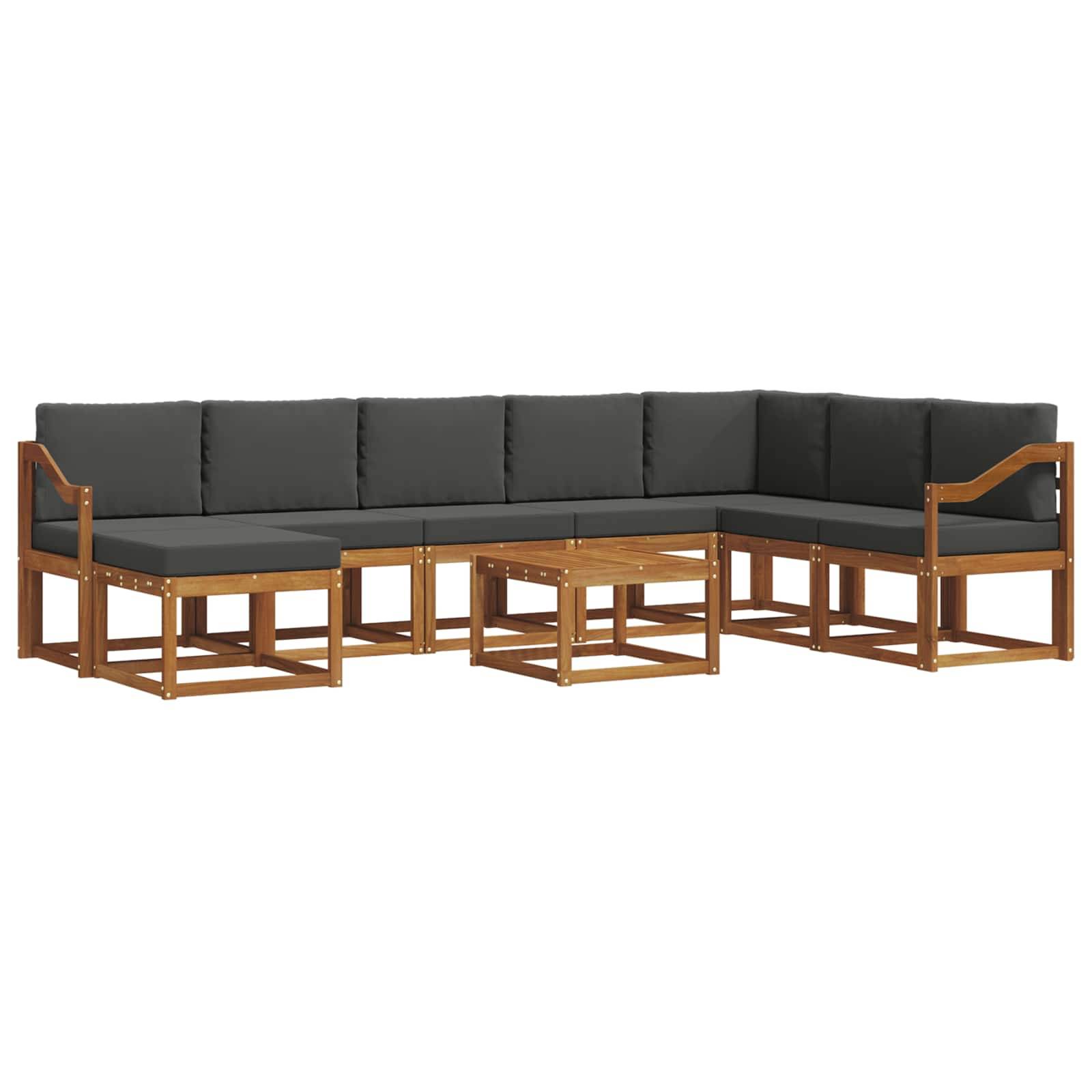 vidaXL Outdoor-Sofagarnitur mit Kissen 9 pcs Natur und Anthrazit