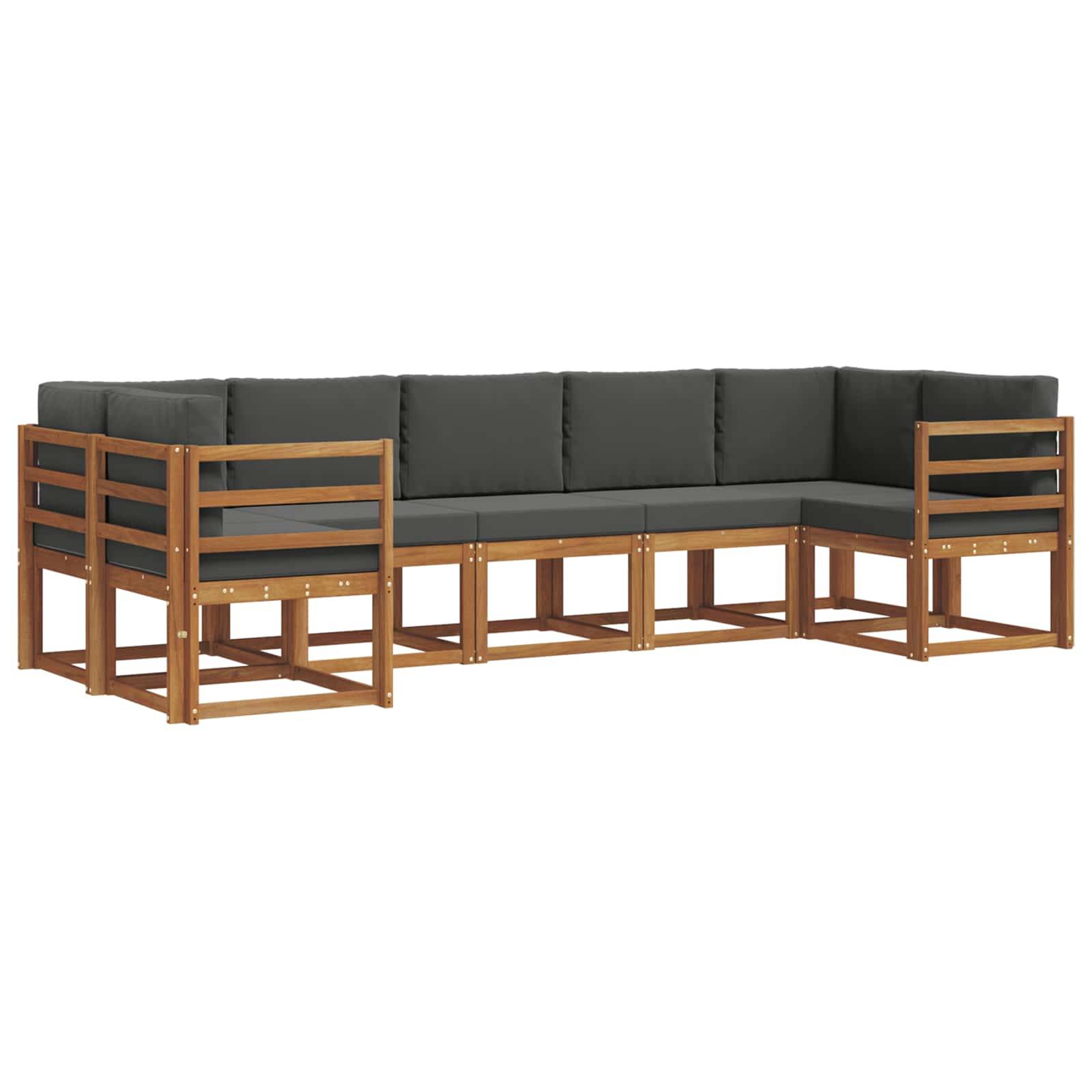 vidaXL Outdoor-Sofagarnitur mit Kissen 7 pcs Natur und Anthrazit