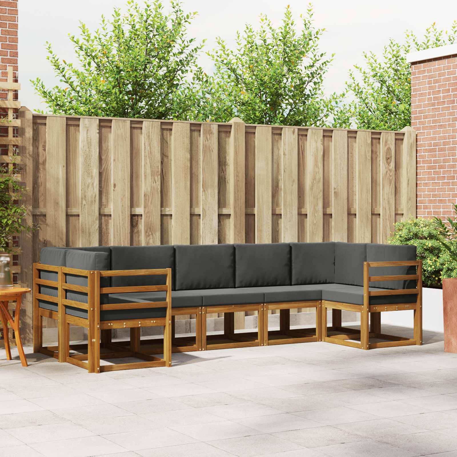 vidaXL Outdoor-Sofagarnitur mit Kissen 7 pcs Natur und Anthrazit