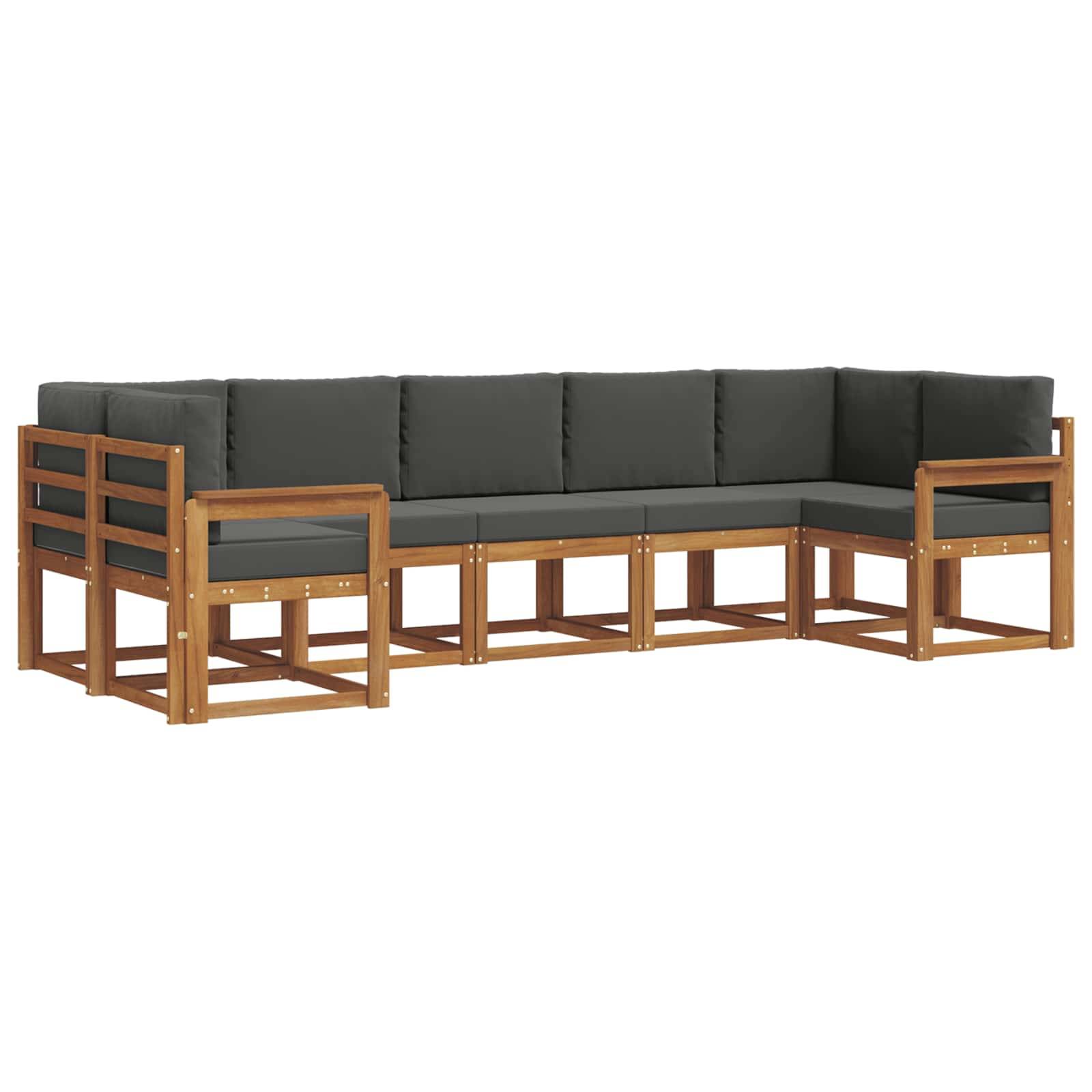 vidaXL Outdoor-Sofagarnitur mit Kissen 7 pcs Natur und Anthrazit