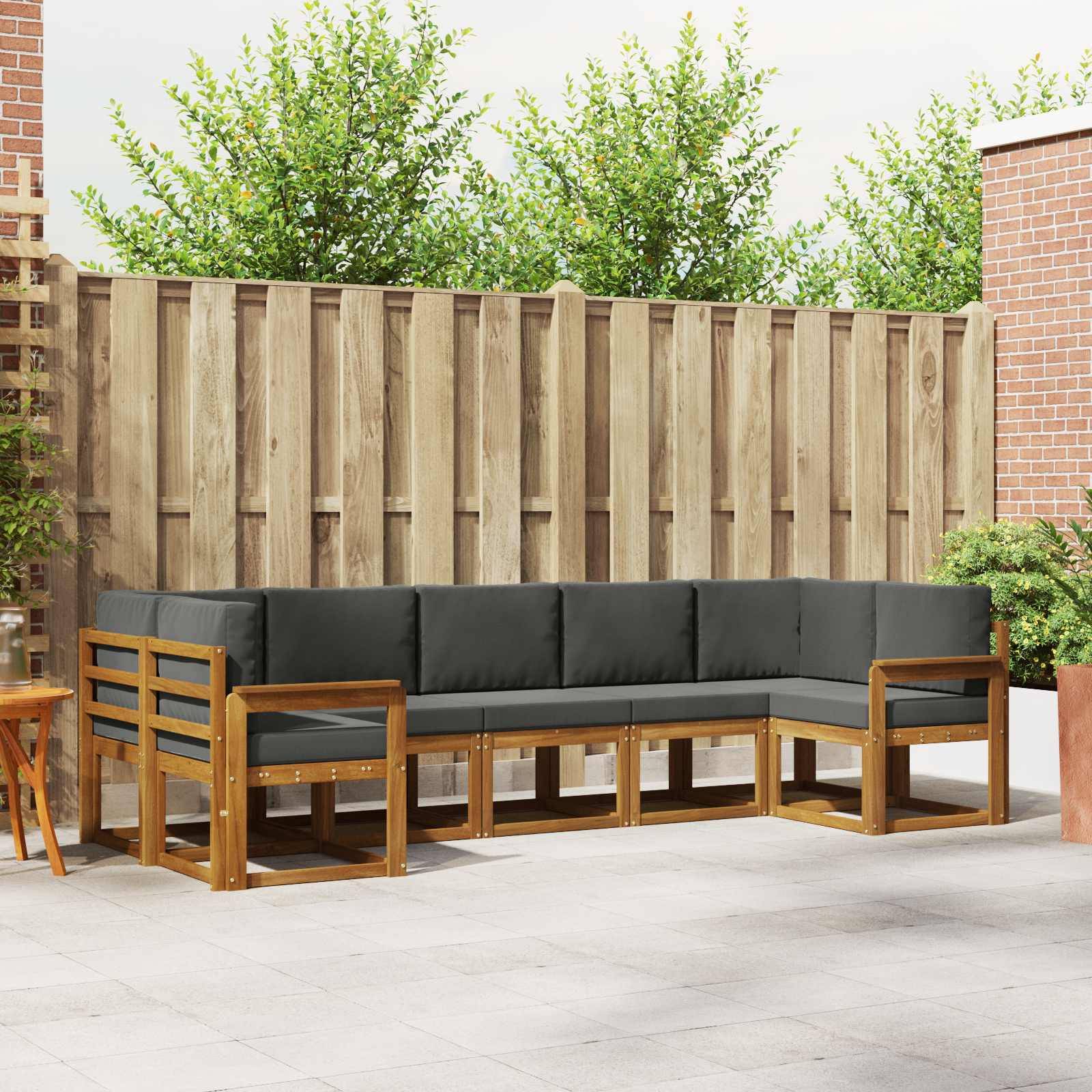 vidaXL Outdoor-Sofagarnitur mit Kissen 7 pcs Natur und Anthrazit