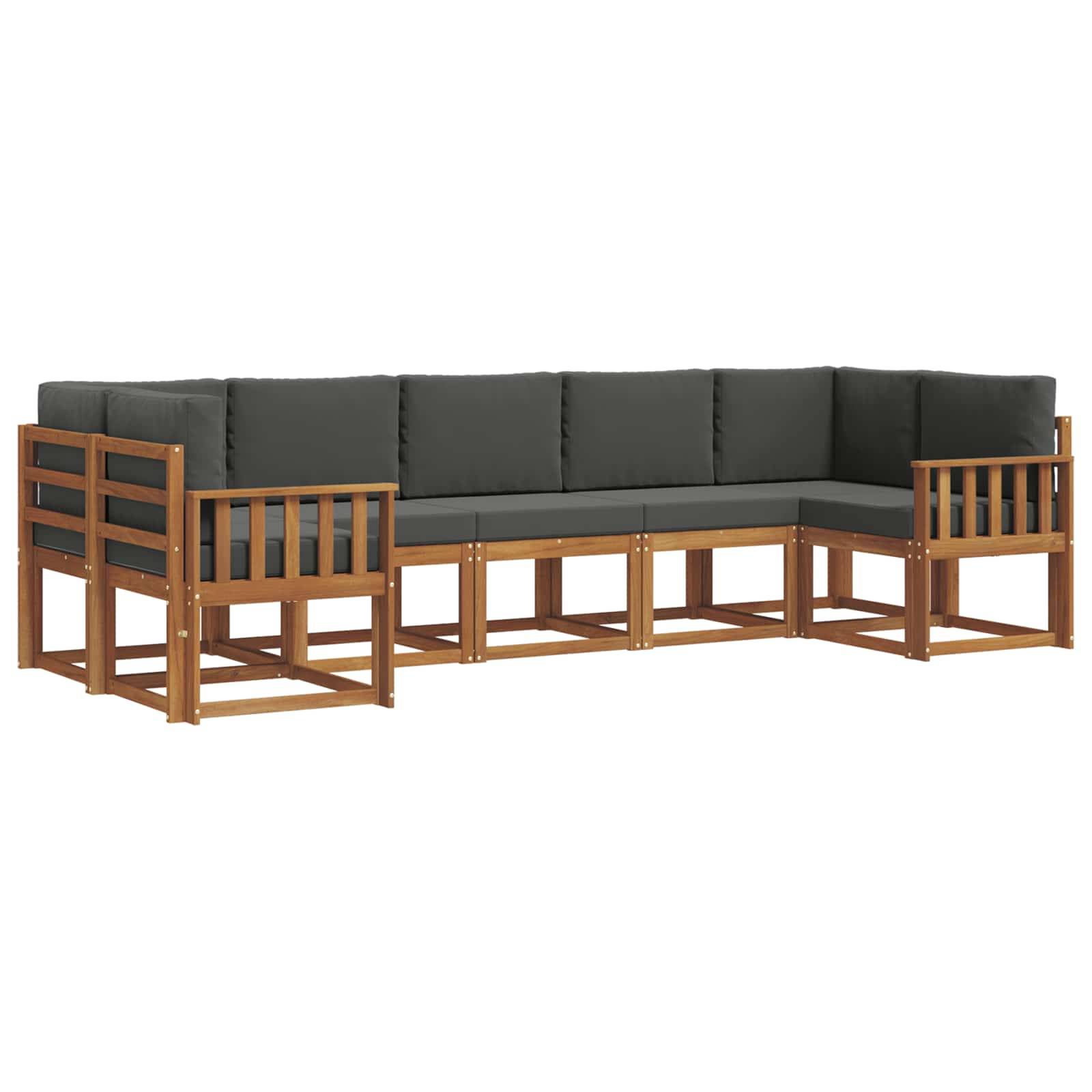 vidaXL Outdoor-Sofagarnitur mit Kissen 7 pcs Natur und Anthrazit