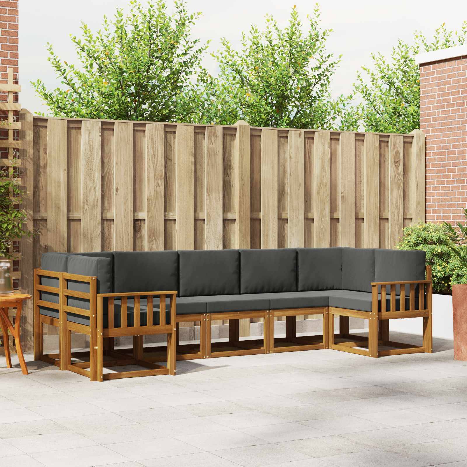 vidaXL Outdoor-Sofagarnitur mit Kissen 7 pcs Natur und Anthrazit