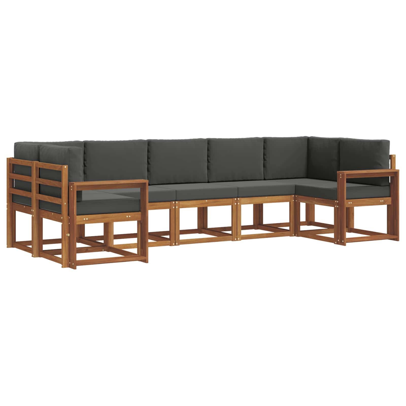 vidaXL Outdoor-Sofagarnitur mit Kissen 7 pcs Natur und Anthrazit