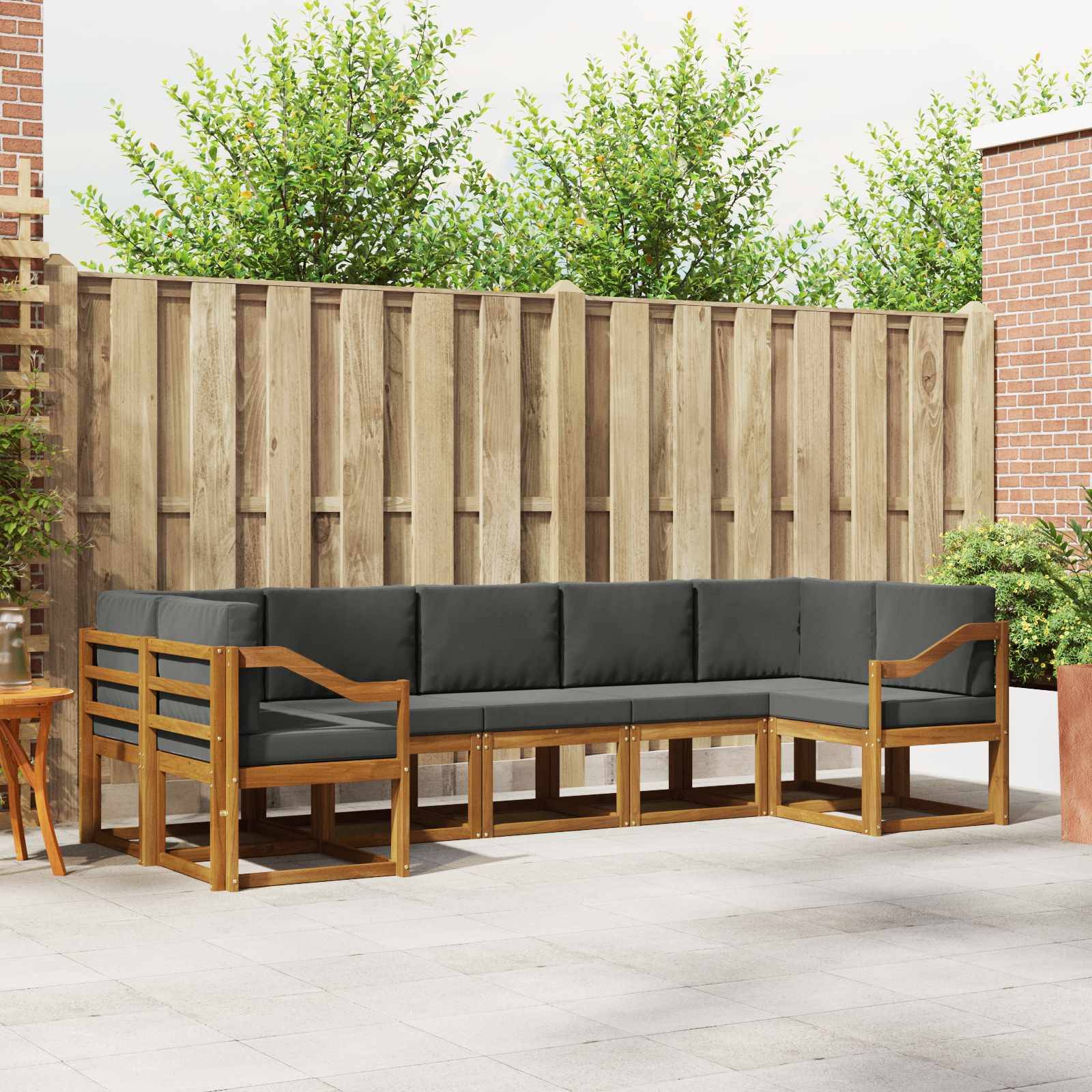 vidaXL Outdoor-Sofagarnitur mit Kissen 7 pcs Natur und Anthrazit