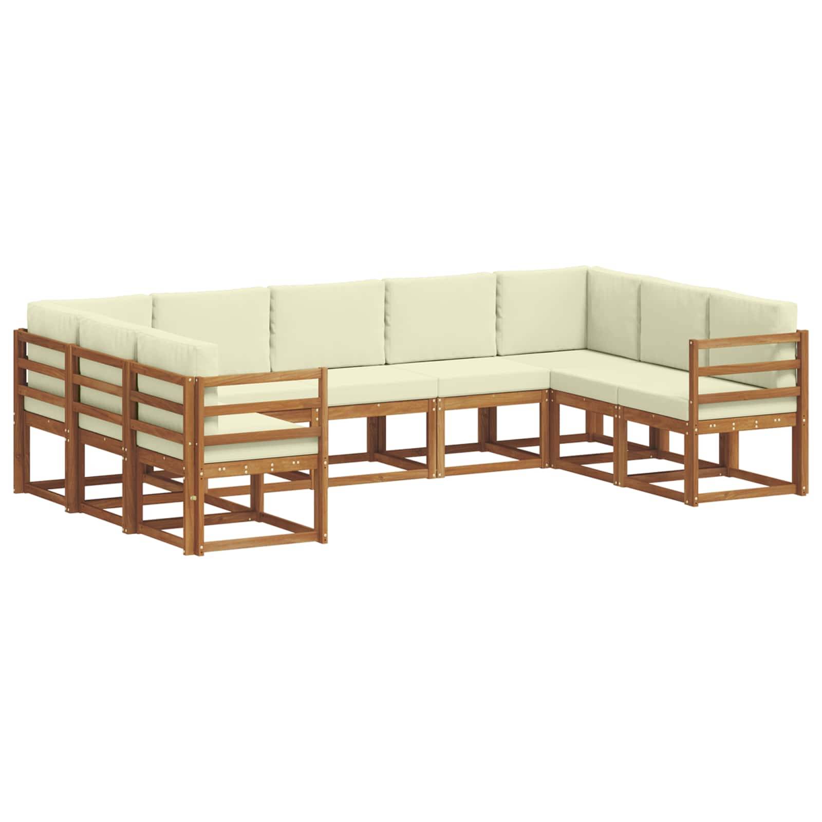 vidaXL Outdoor-Sofagarnitur mit Kissen 9 pcs Natur und Creme