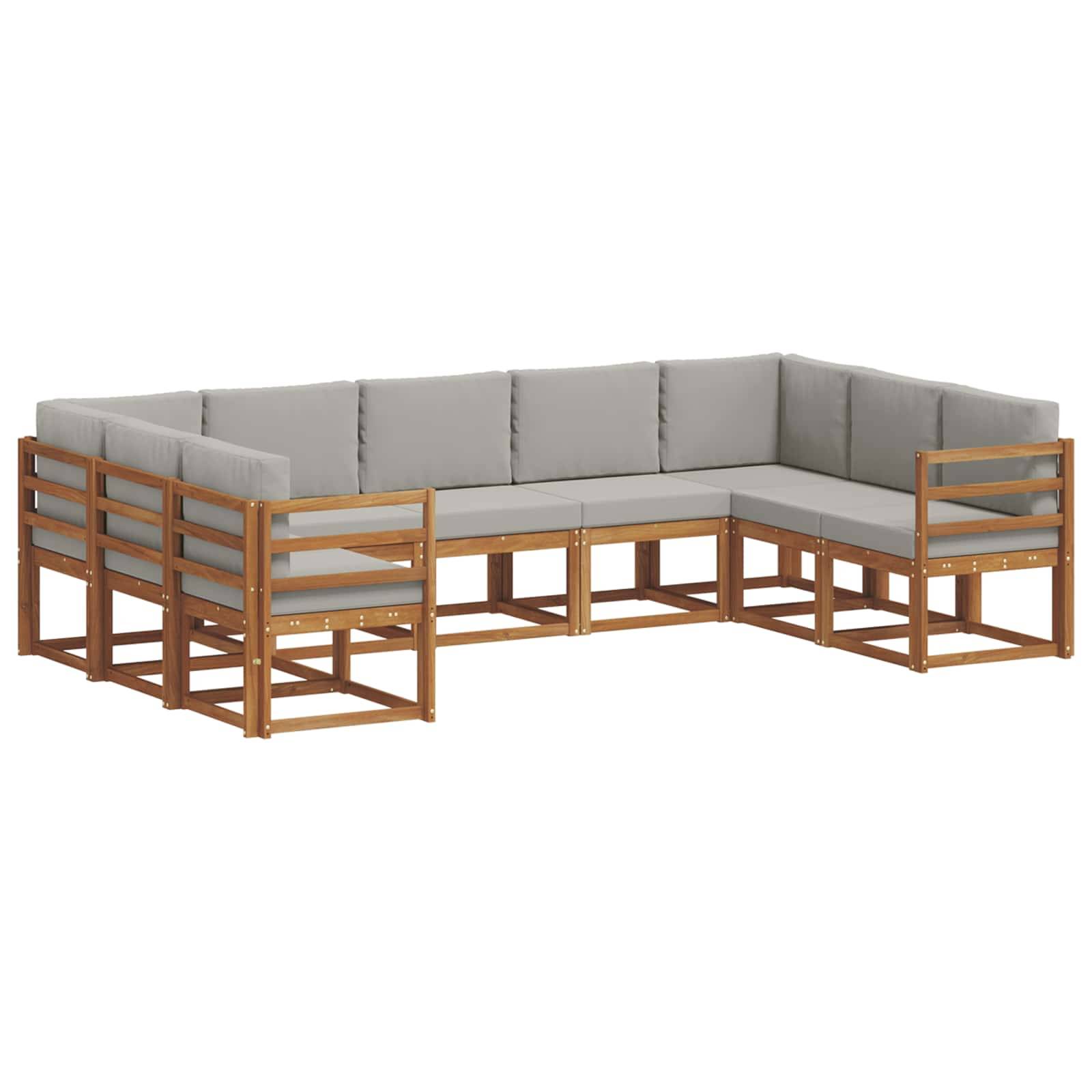 vidaXL Outdoor-Sofagarnitur mit Kissen 9 pcs Natürlich und Hellgrau