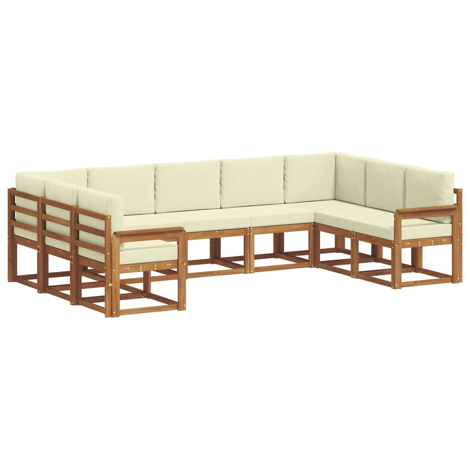 vidaXL Outdoor-Sofagarnitur mit Kissen 9 pcs Natur und Creme