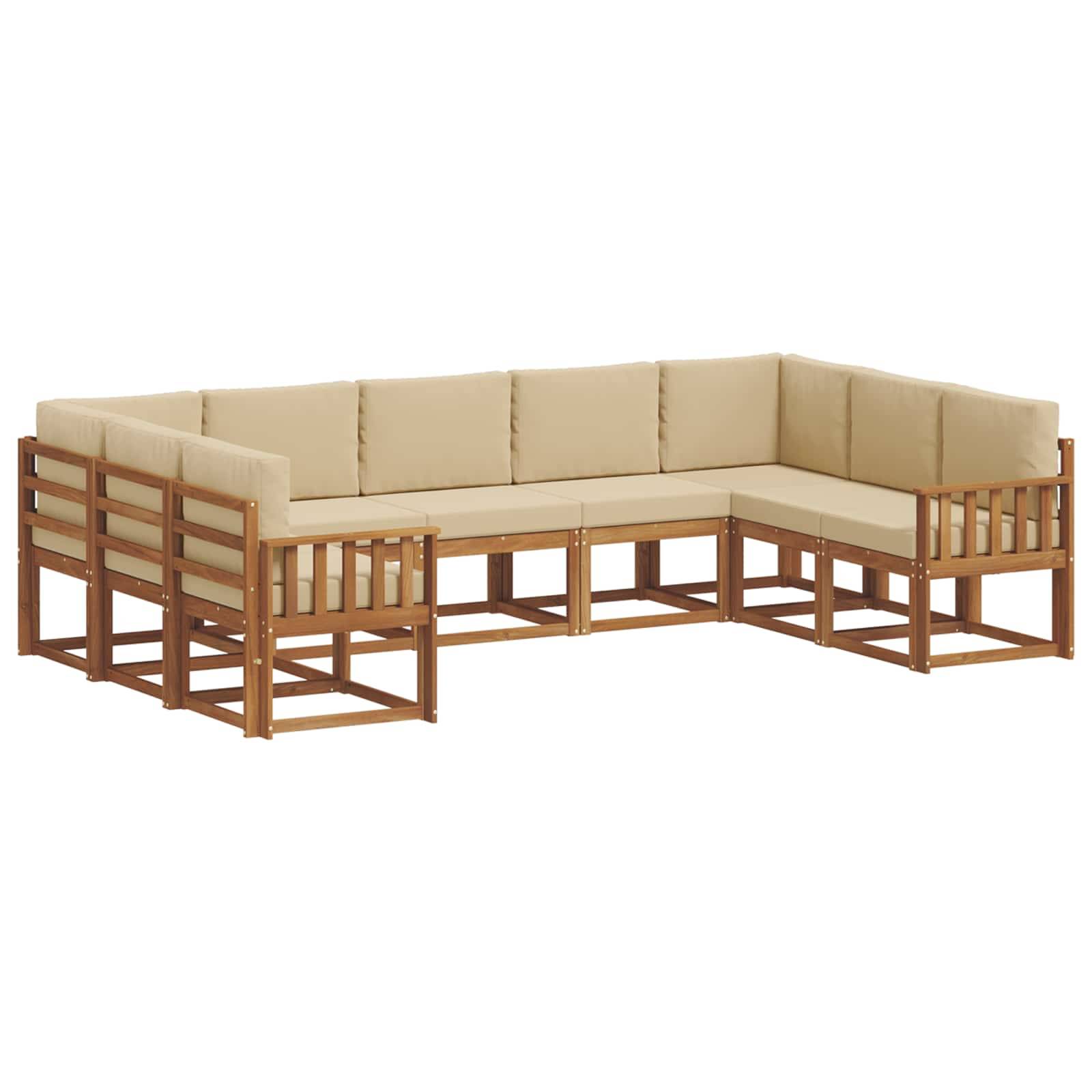vidaXL Outdoor-Sofagarnitur mit Kissen 9 pcs Natur und Beige