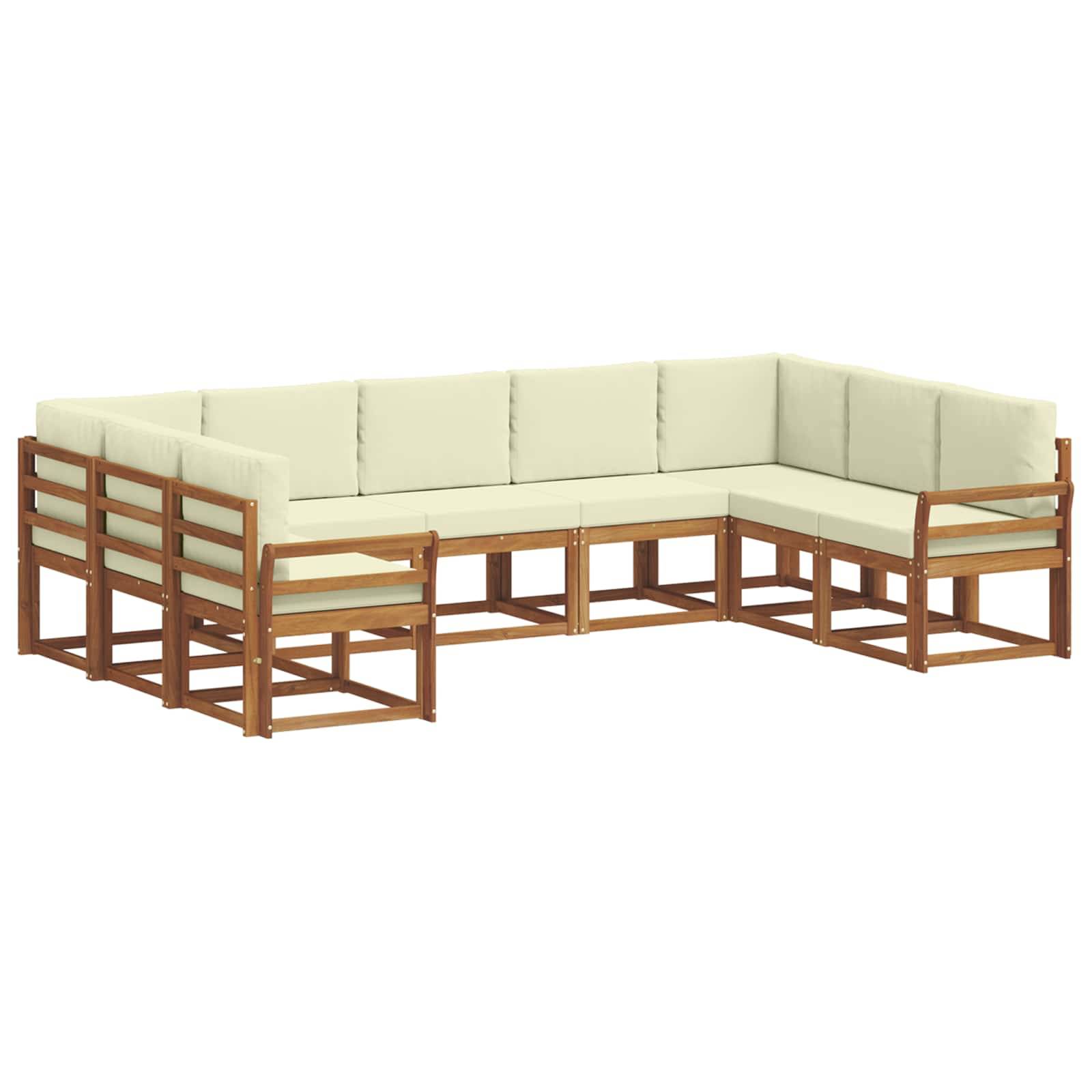 vidaXL Outdoor-Sofagarnitur mit Kissen 9 pcs Natur und Creme