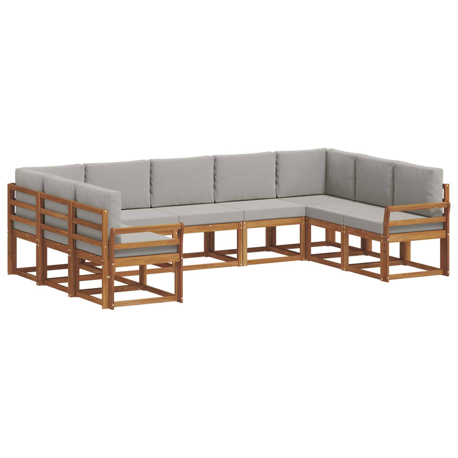 vidaXL Outdoor-Sofagarnitur mit Kissen 9 pcs Natürlich und Hellgrau
