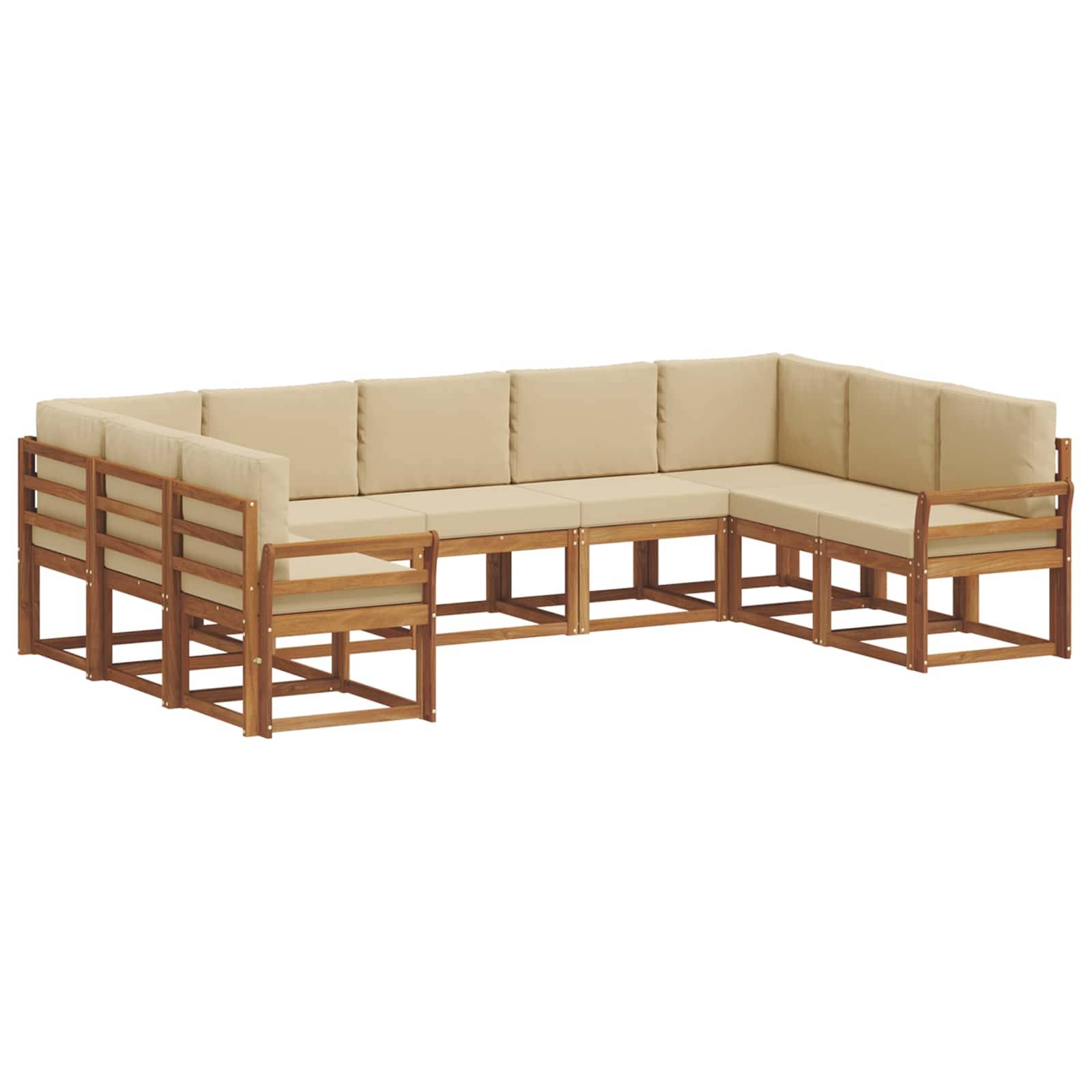vidaXL Outdoor-Sofagarnitur mit Kissen 9 pcs Natur und Beige