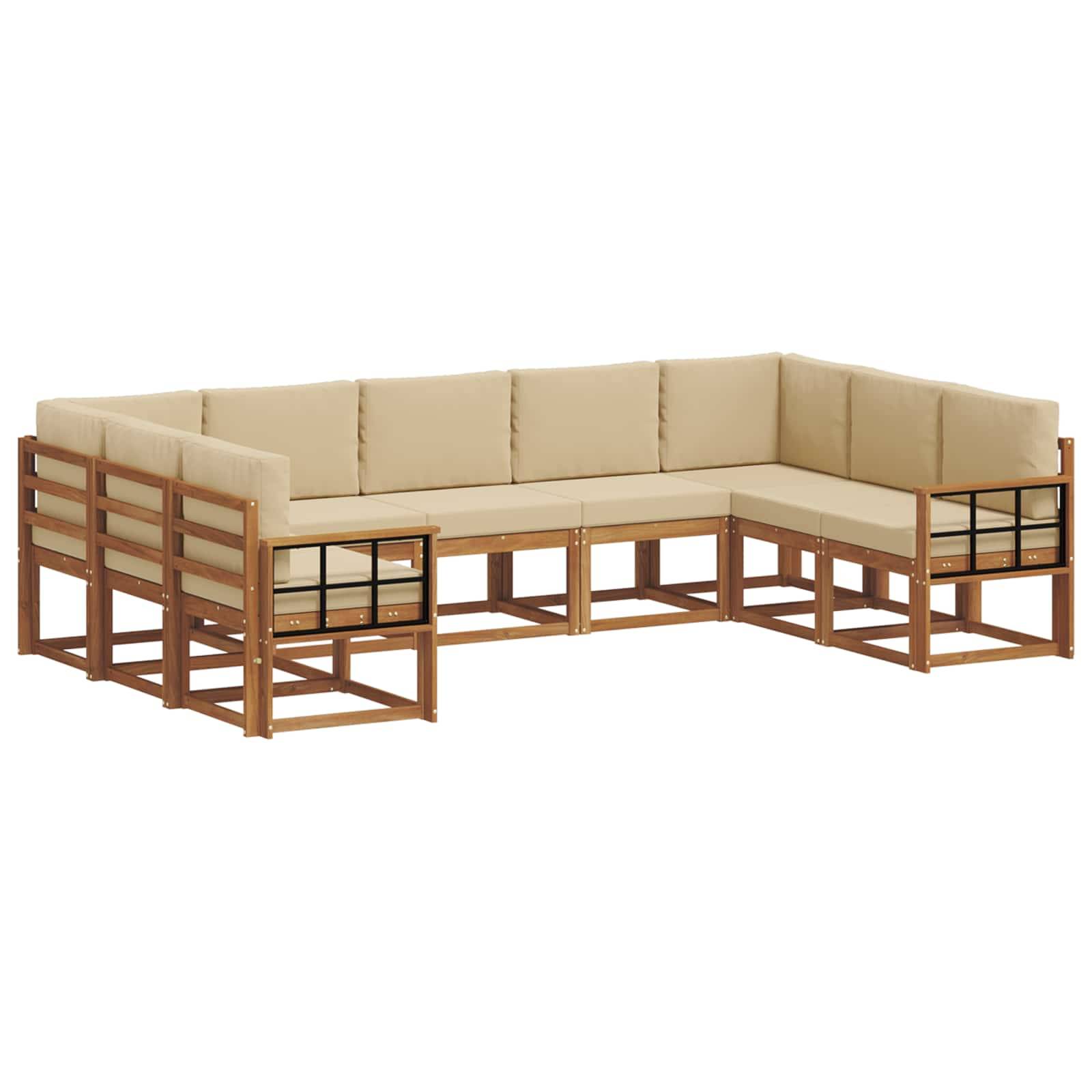 vidaXL Outdoor-Sofagarnitur mit Kissen 9 pcs Natur und Beige