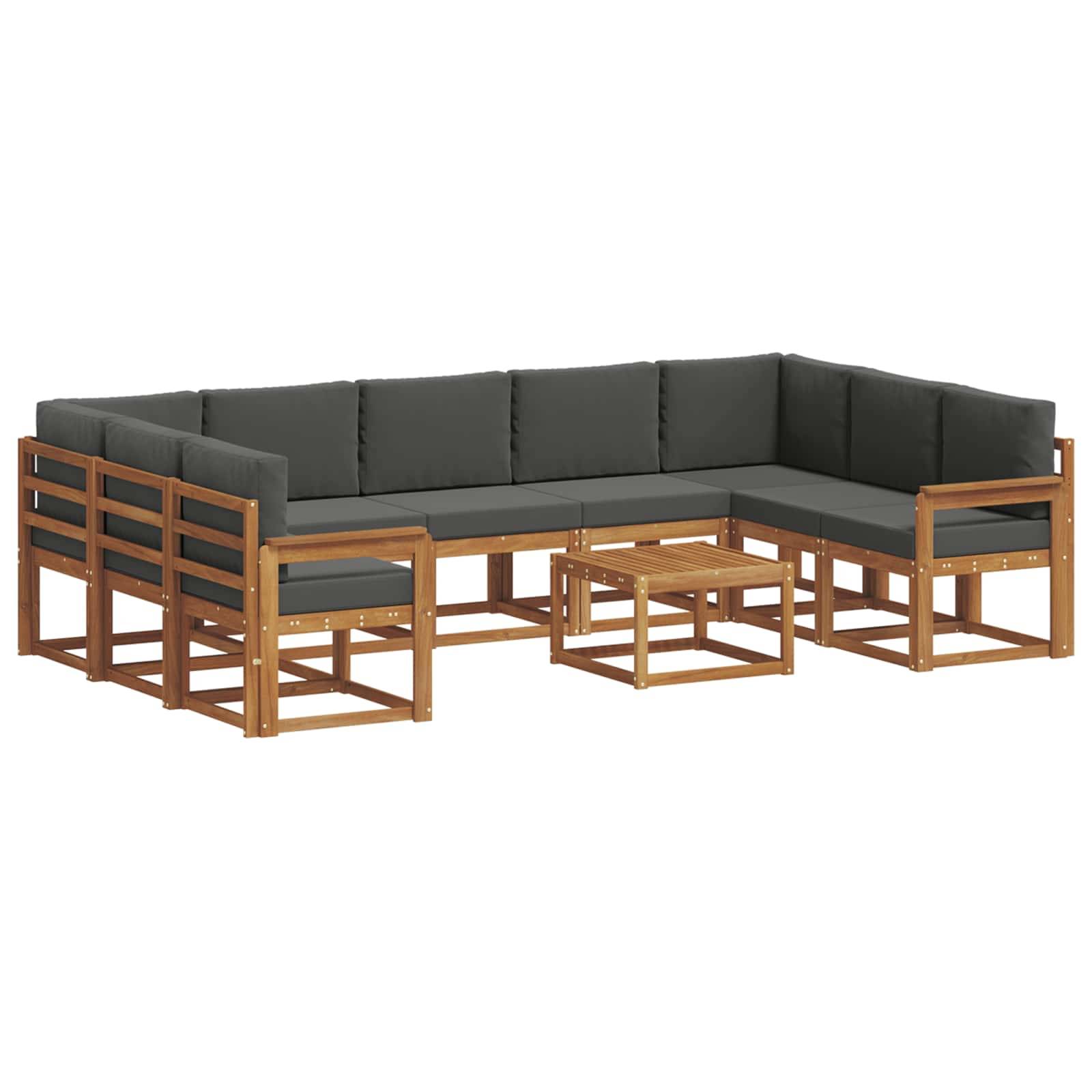 vidaXL Outdoor-Sofagarnitur mit Kissen 10 pcs Natur und Anthrazit