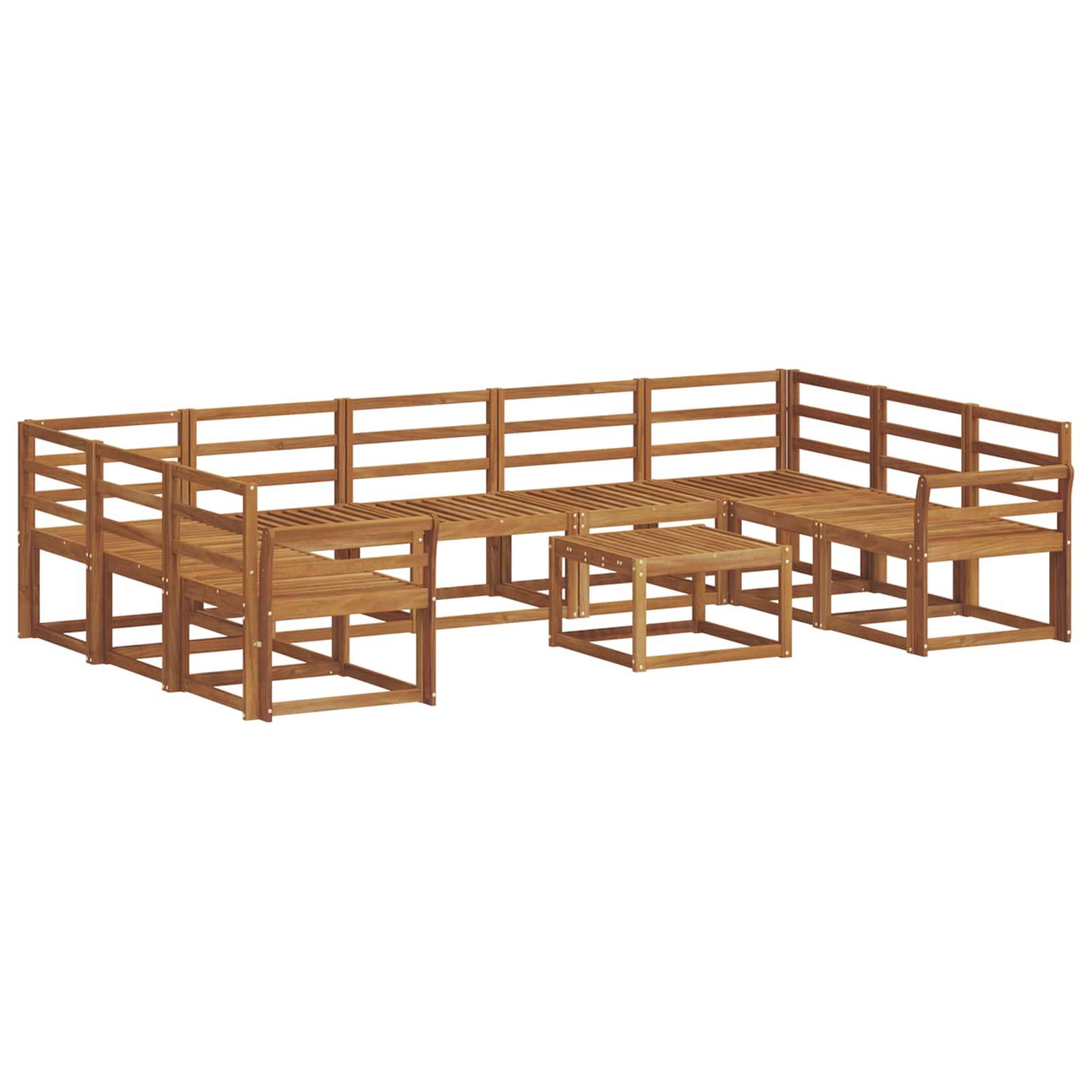vidaXL Outdoor-Sofagarnitur 10 pcs Natur Massivholz Akazie