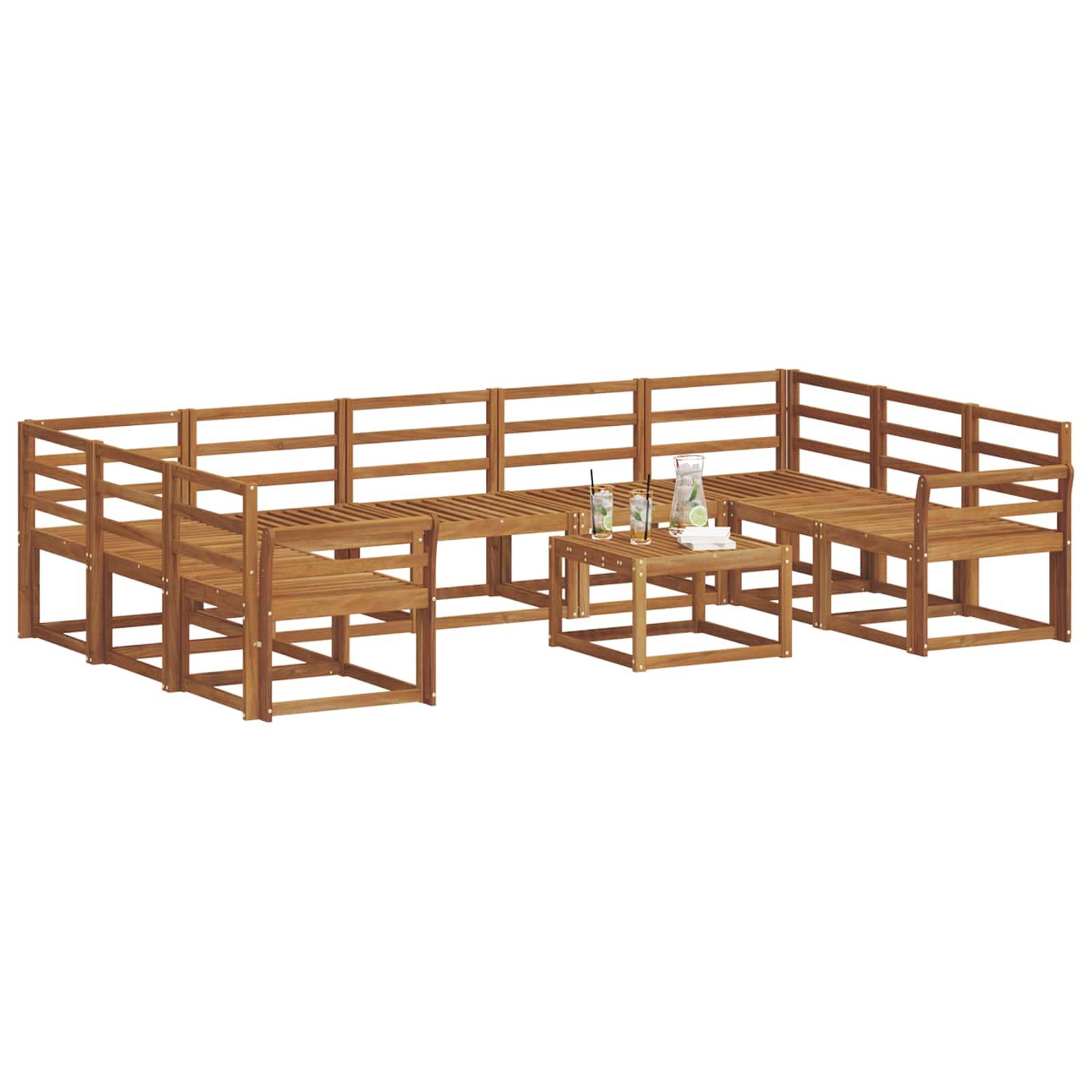 vidaXL Outdoor-Sofagarnitur 10 pcs Natur Massivholz Akazie