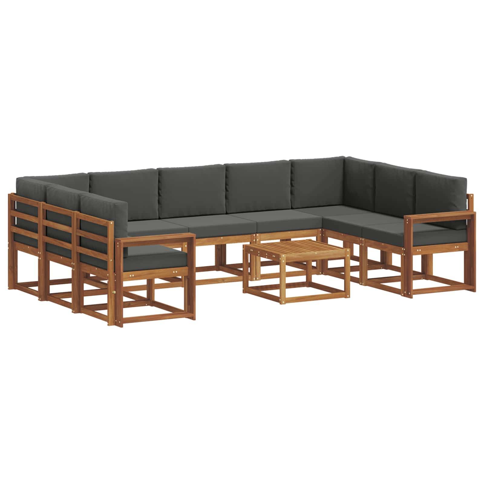 vidaXL Outdoor-Sofagarnitur mit Kissen 10 pcs Natur und Anthrazit