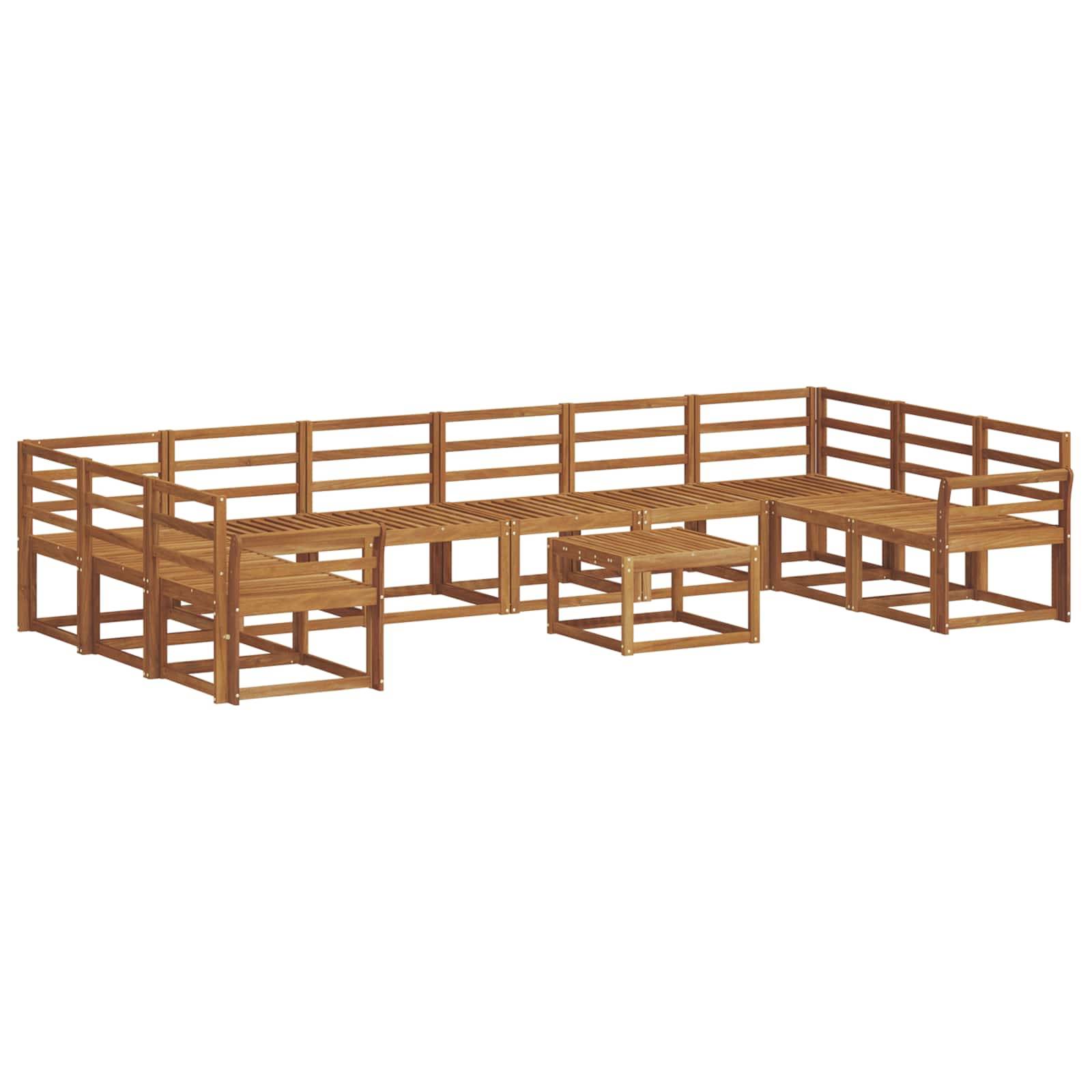 vidaXL Outdoor-Sofagarnitur 11 pcs Natur Massivholz Akazie