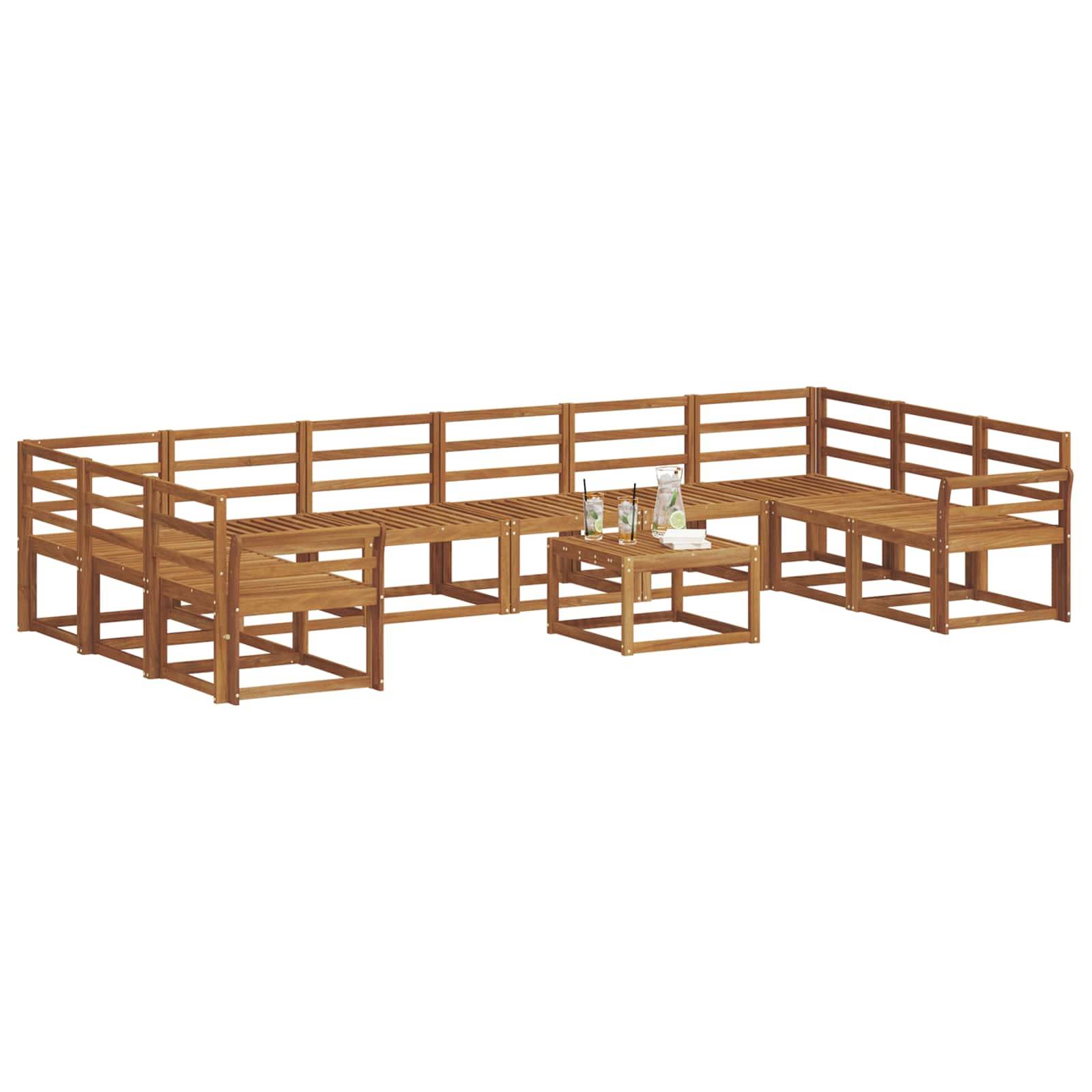 vidaXL Outdoor-Sofagarnitur 11 pcs Natur Massivholz Akazie