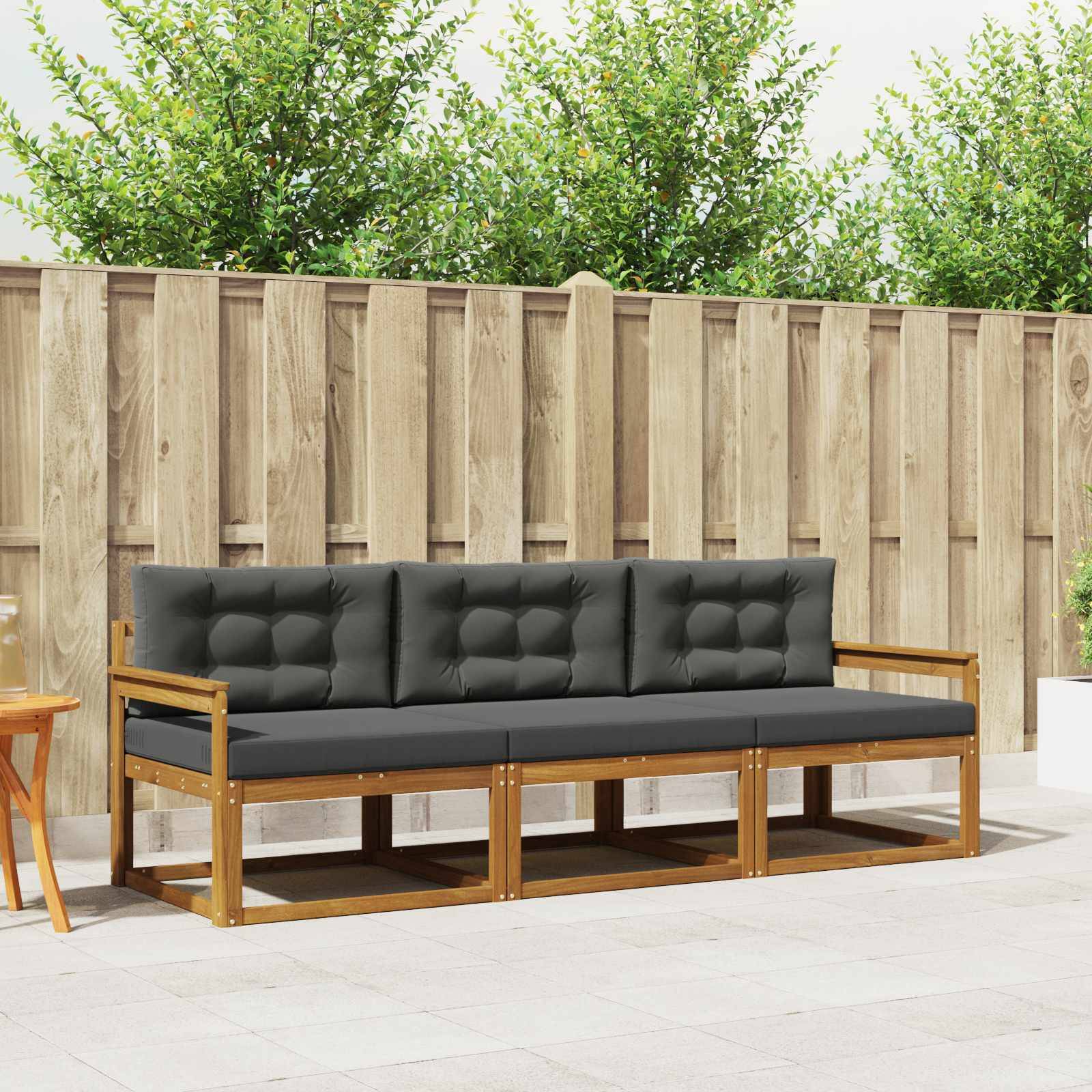 vidaXL Outdoor-Sofagarnitur mit Kissen 3 pcs Natur und Anthrazit