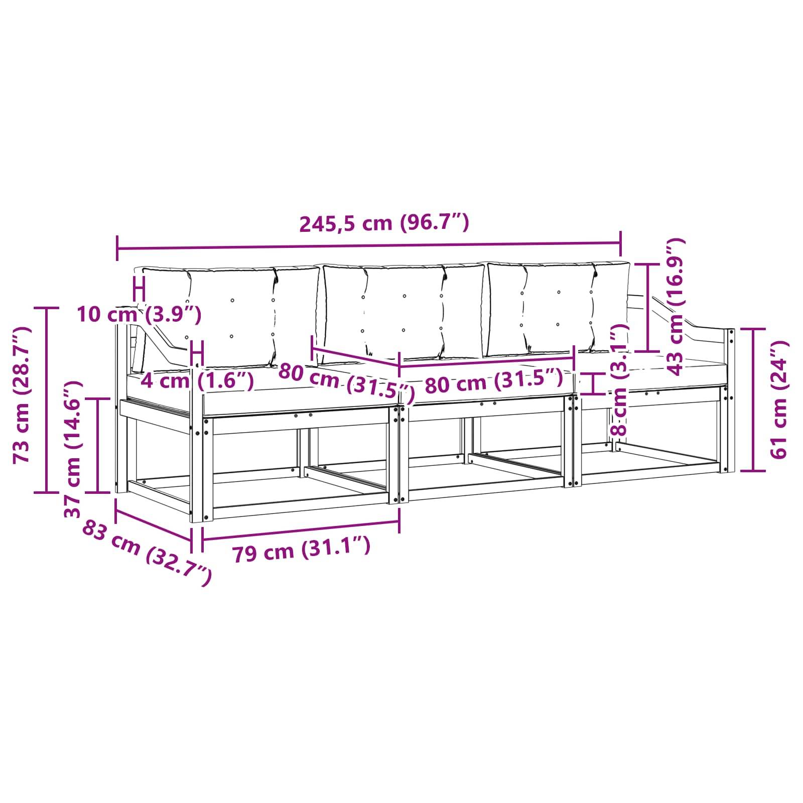 vidaXL Outdoor-Sofagarnitur 3 pcs Weiß und Hellgrau Polyester