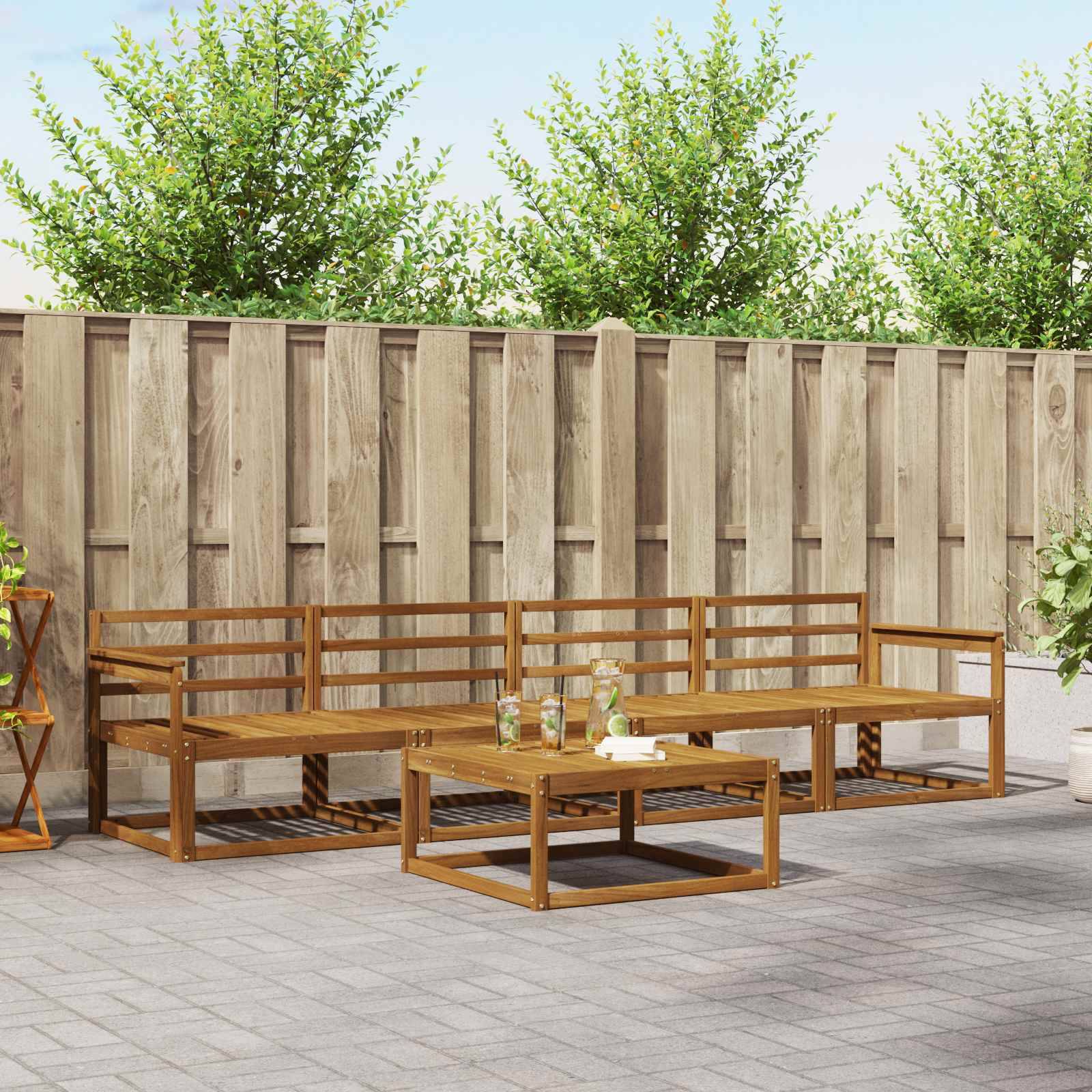 vidaXL Outdoor-Sofagarnitur 5 pcs Natur Massivholz Akazie