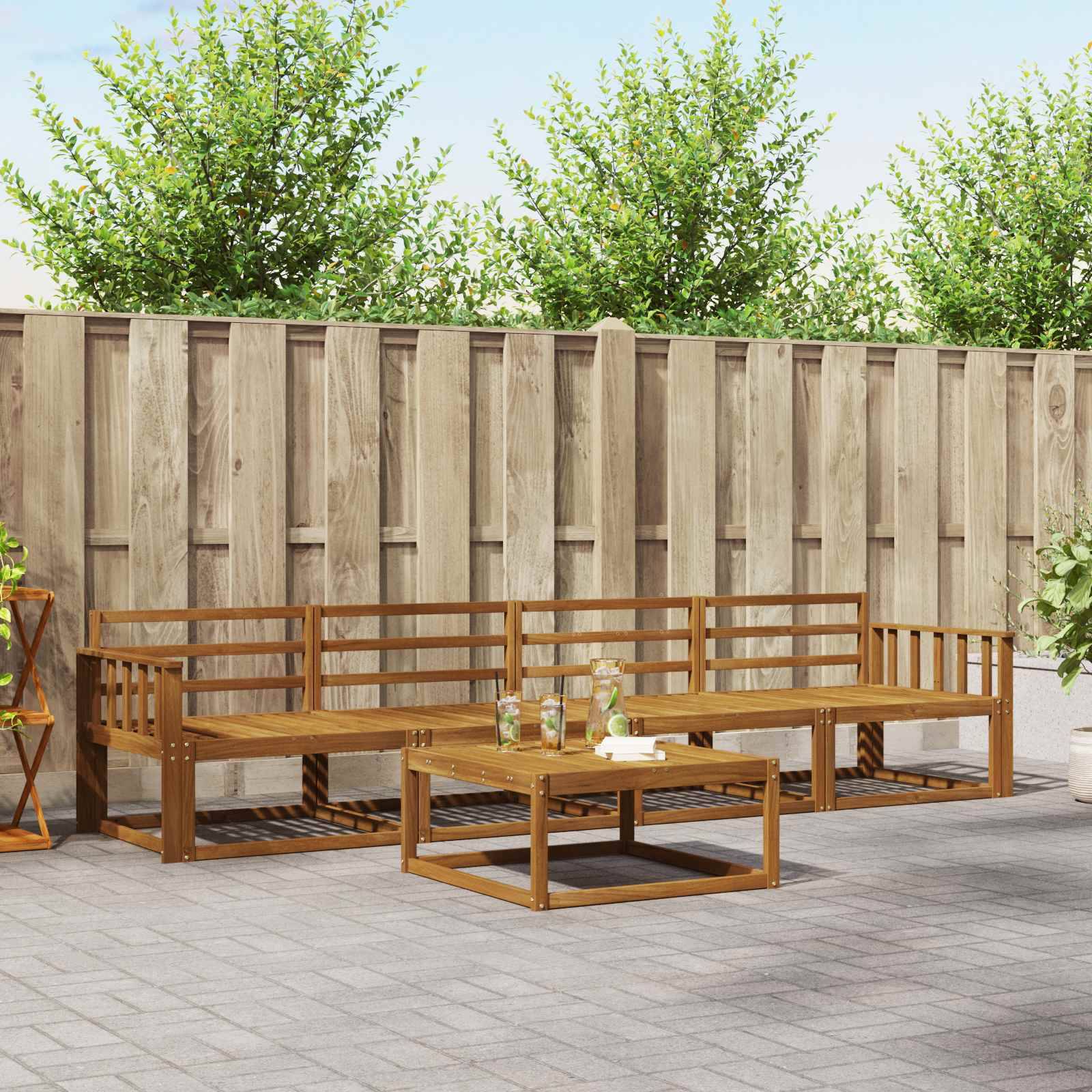 vidaXL Outdoor-Sofagarnitur 5 pcs Natur Massivholz Akazie