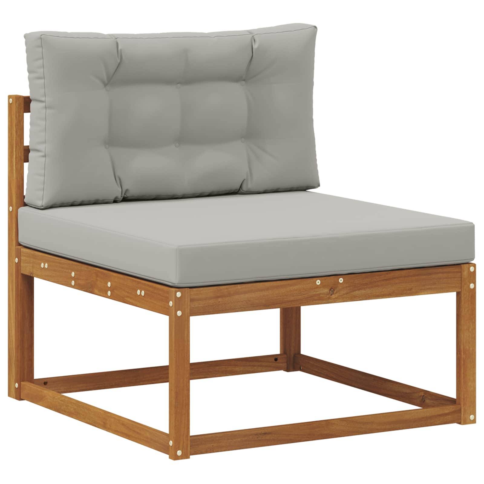 vidaXL Outdoor-Sofagarnitur mit Kissen 8 pcs Natürlich und Hellgrau