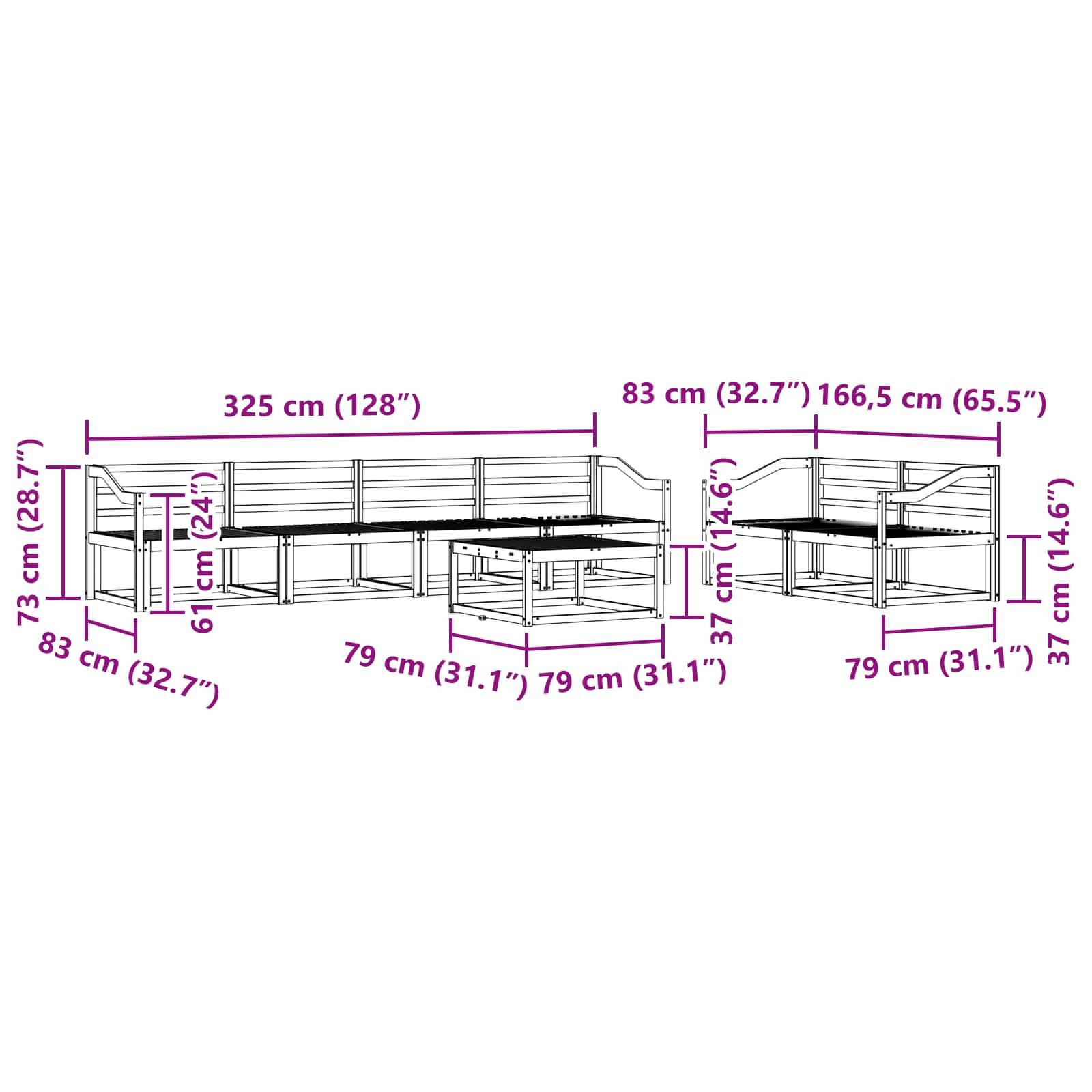 vidaXL Outdoor-Sofagarnitur 7 pcs Weiß