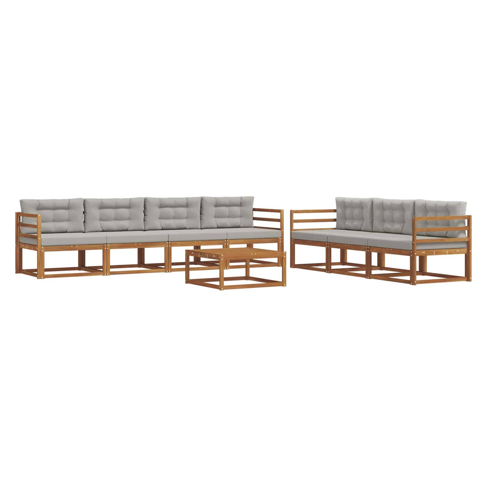 vidaXL Outdoor-Sofagarnitur mit Kissen 8 pcs Natürlich und Hellgrau