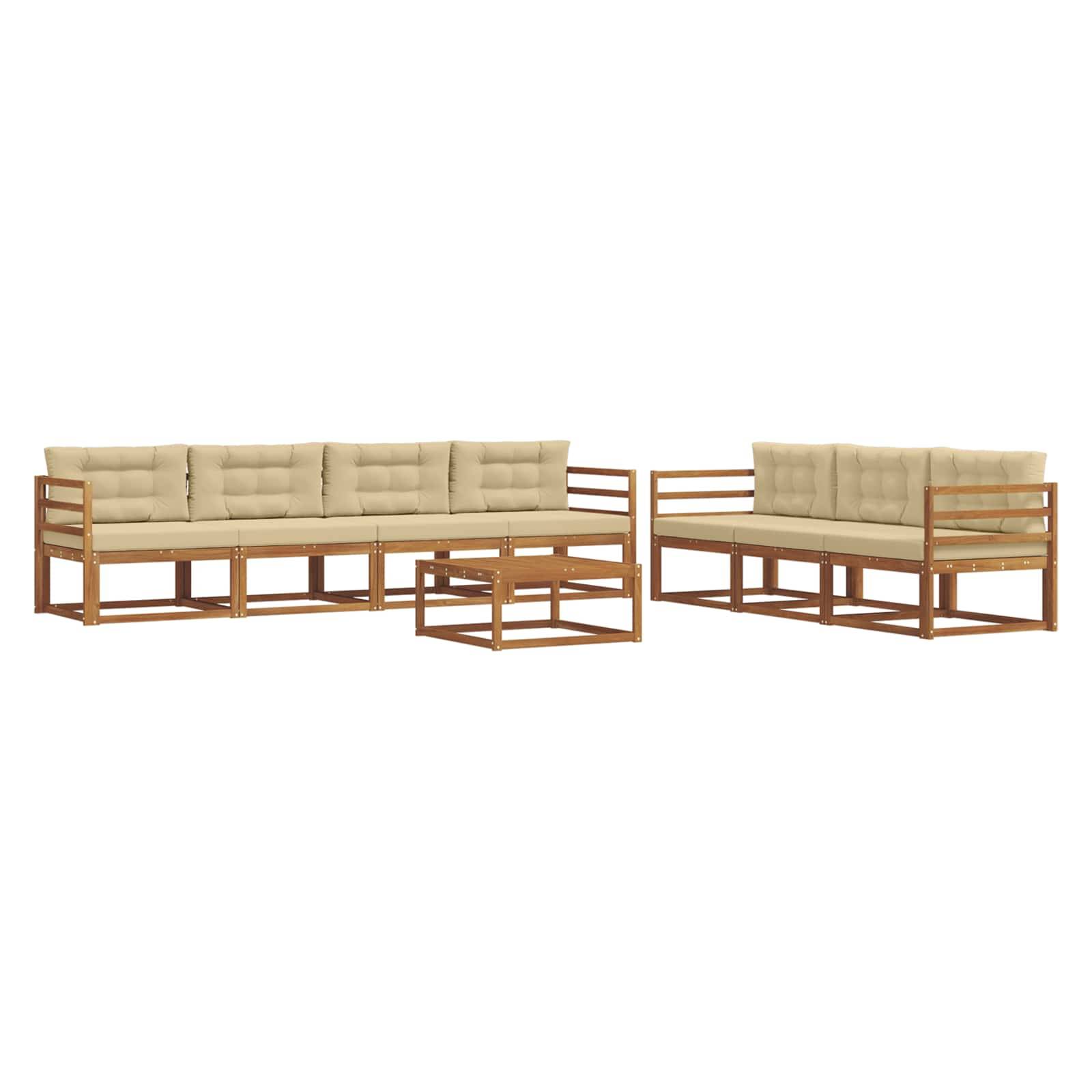 vidaXL Outdoor-Sofagarnitur mit Kissen 8 pcs Natur und Beige