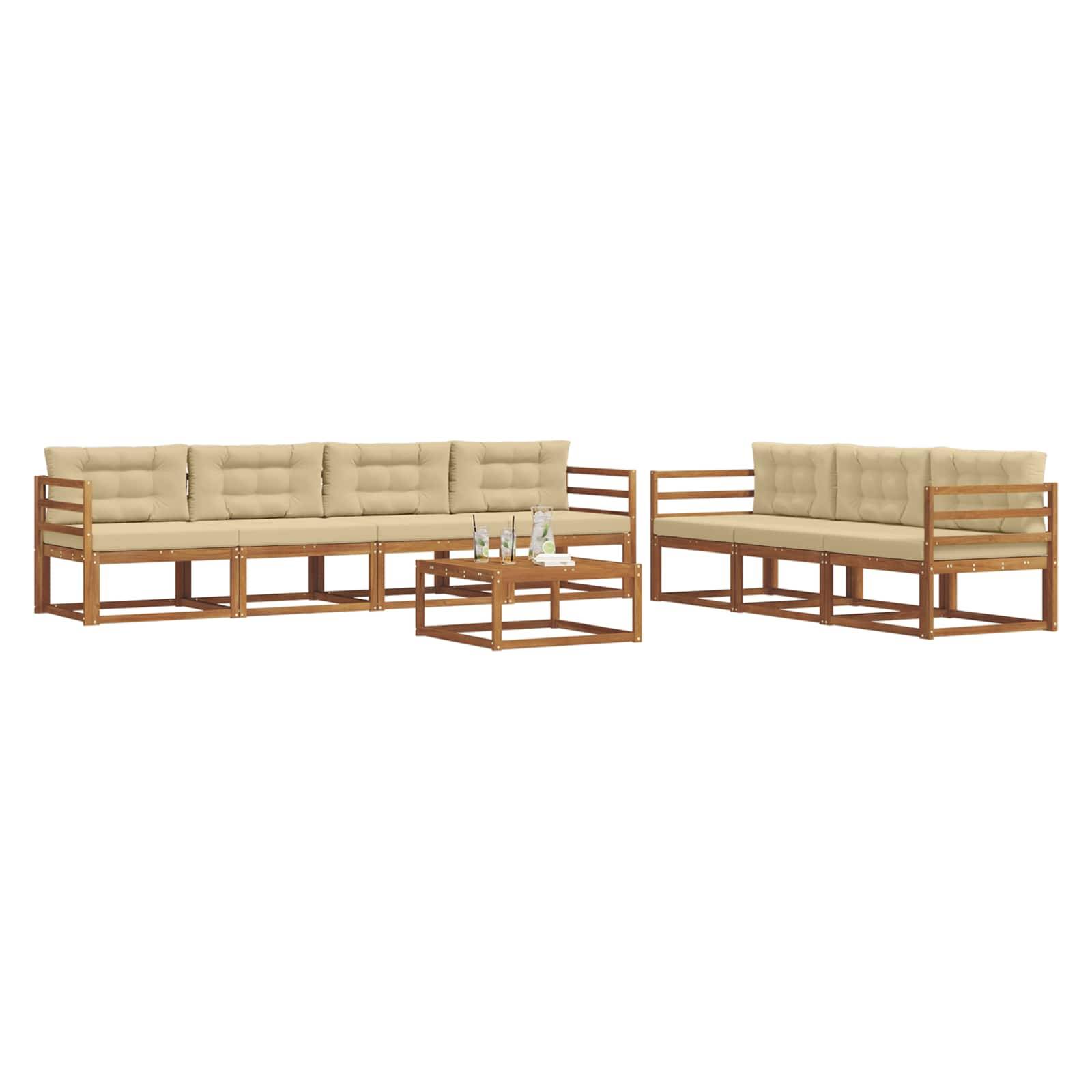 vidaXL Outdoor-Sofagarnitur mit Kissen 8 pcs Natur und Beige