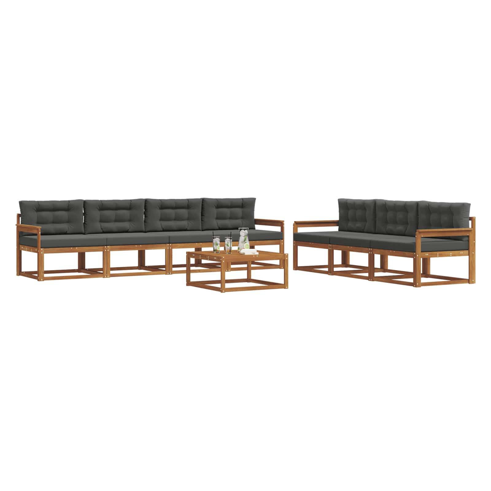 vidaXL Outdoor-Sofagarnitur mit Kissen 8 pcs Natur und Anthrazit
