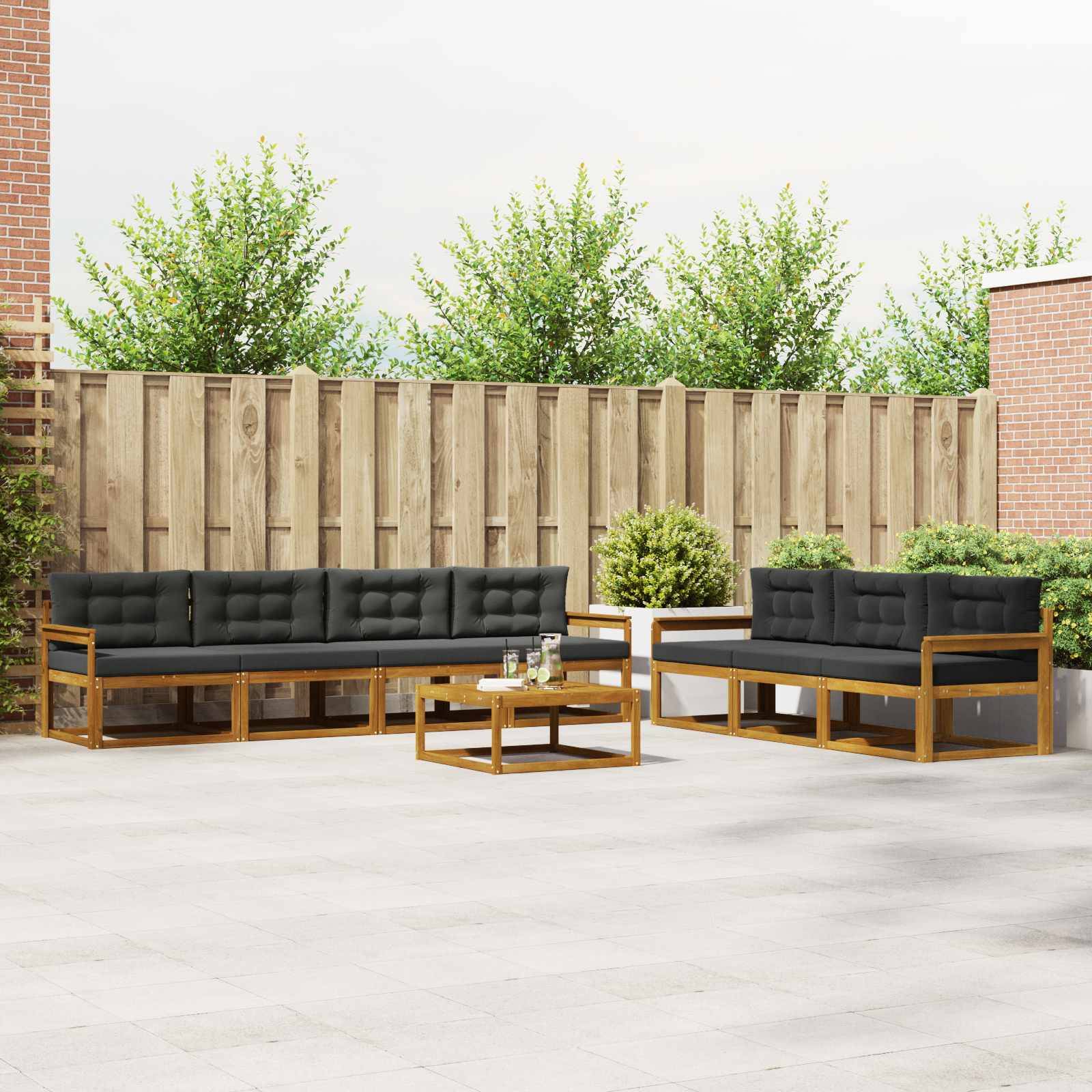 vidaXL Outdoor-Sofagarnitur mit Kissen 8 pcs Natur und Anthrazit