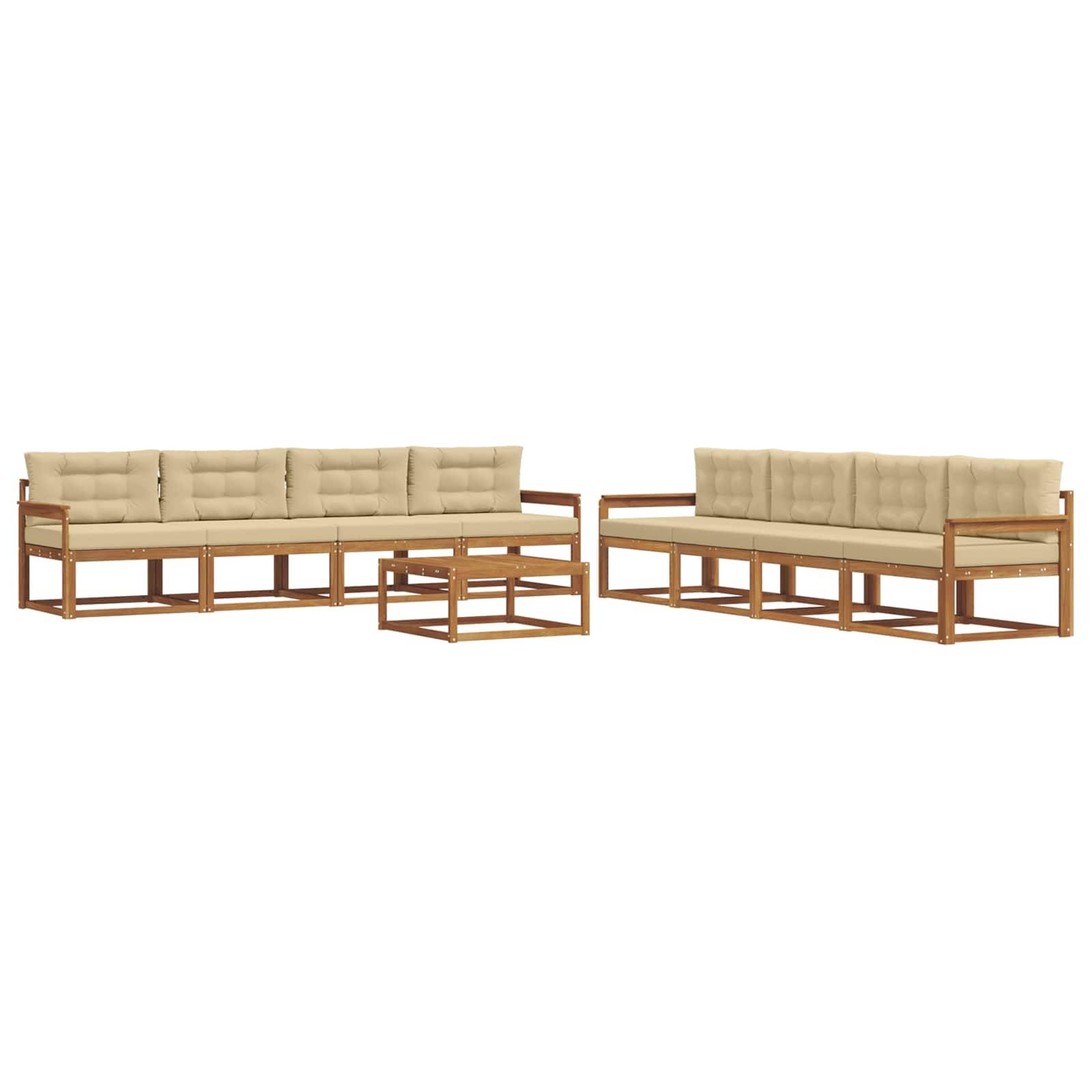 vidaXL Outdoor-Sofagarnitur mit Kissen 9 pcs Natur und Beige