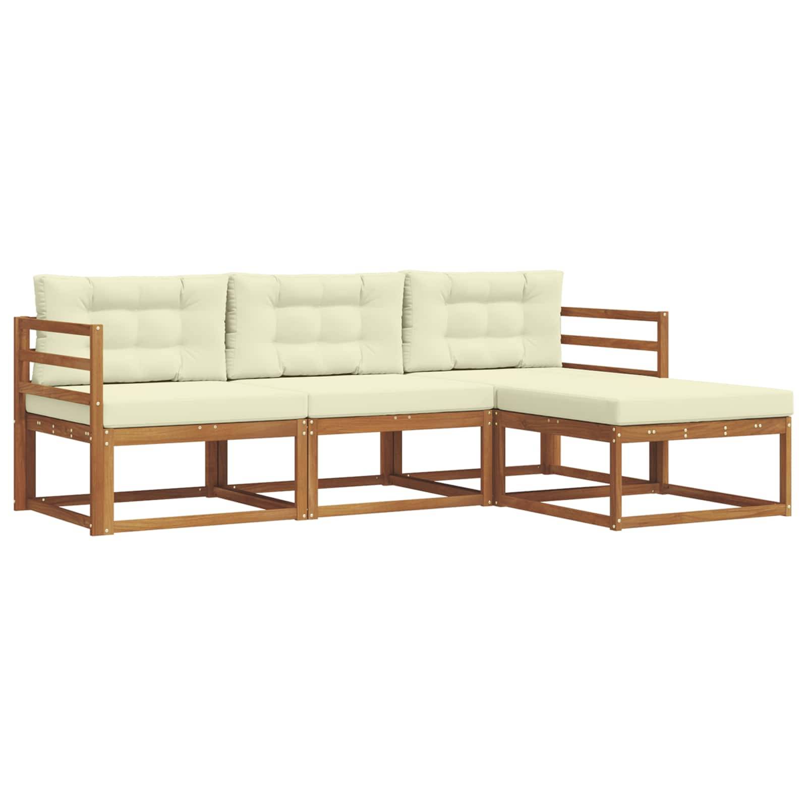 vidaXL Outdoor-Sofagarnitur mit Kissen 4 pcs Natur und Creme
