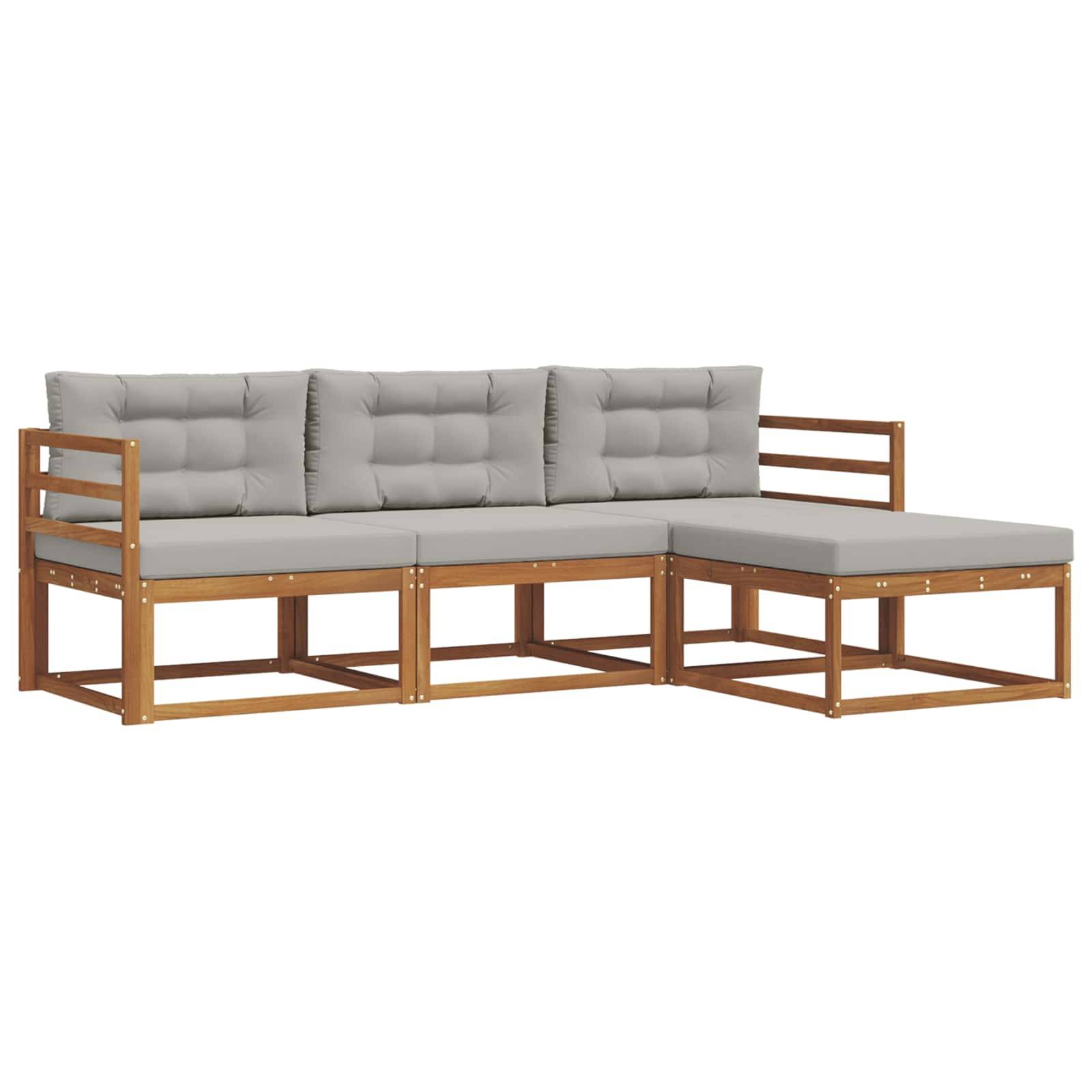 vidaXL Outdoor-Sofagarnitur mit Kissen 4 pcs Natürlich und Hellgrau
