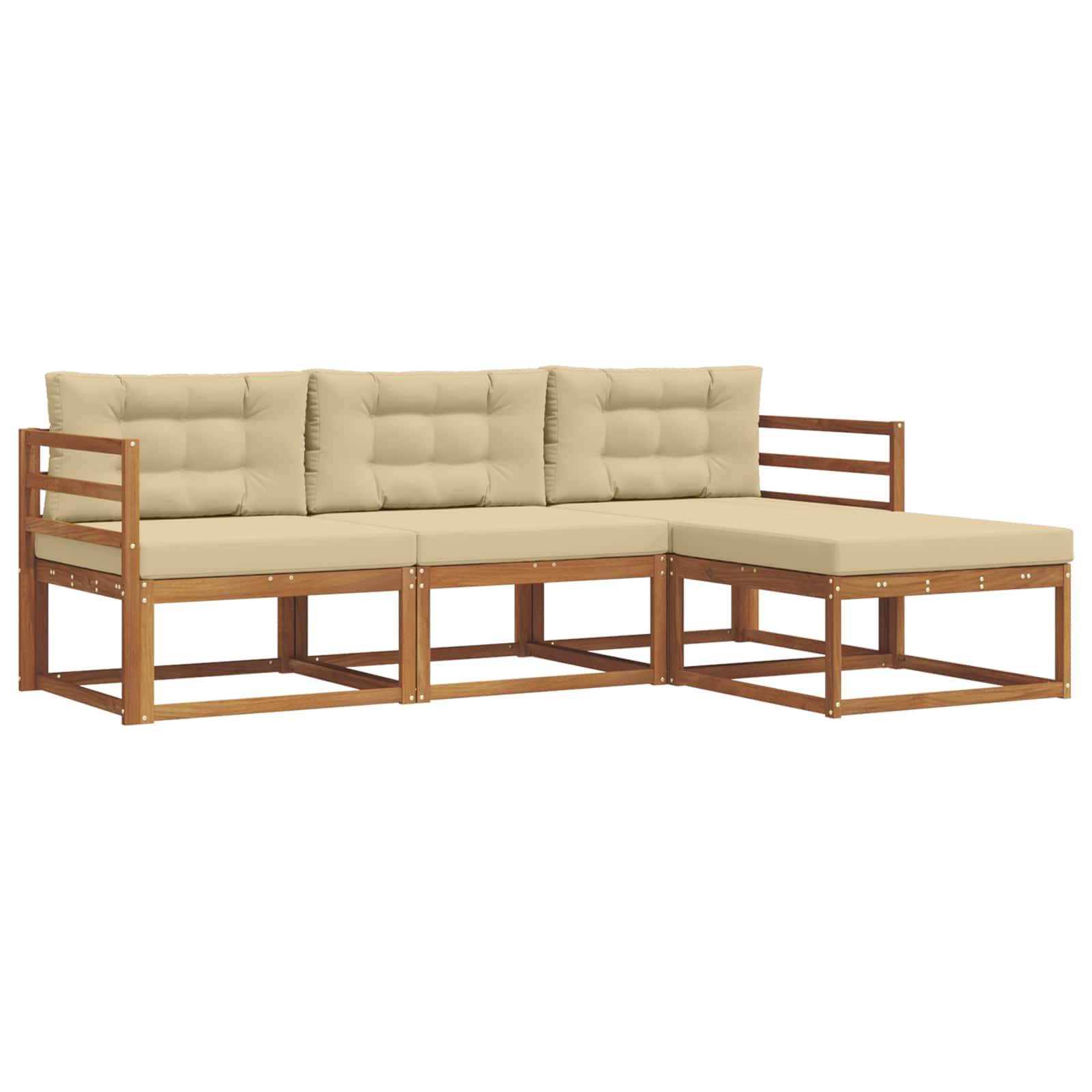 vidaXL Outdoor-Sofagarnitur mit Kissen 4 pcs Natur und Beige