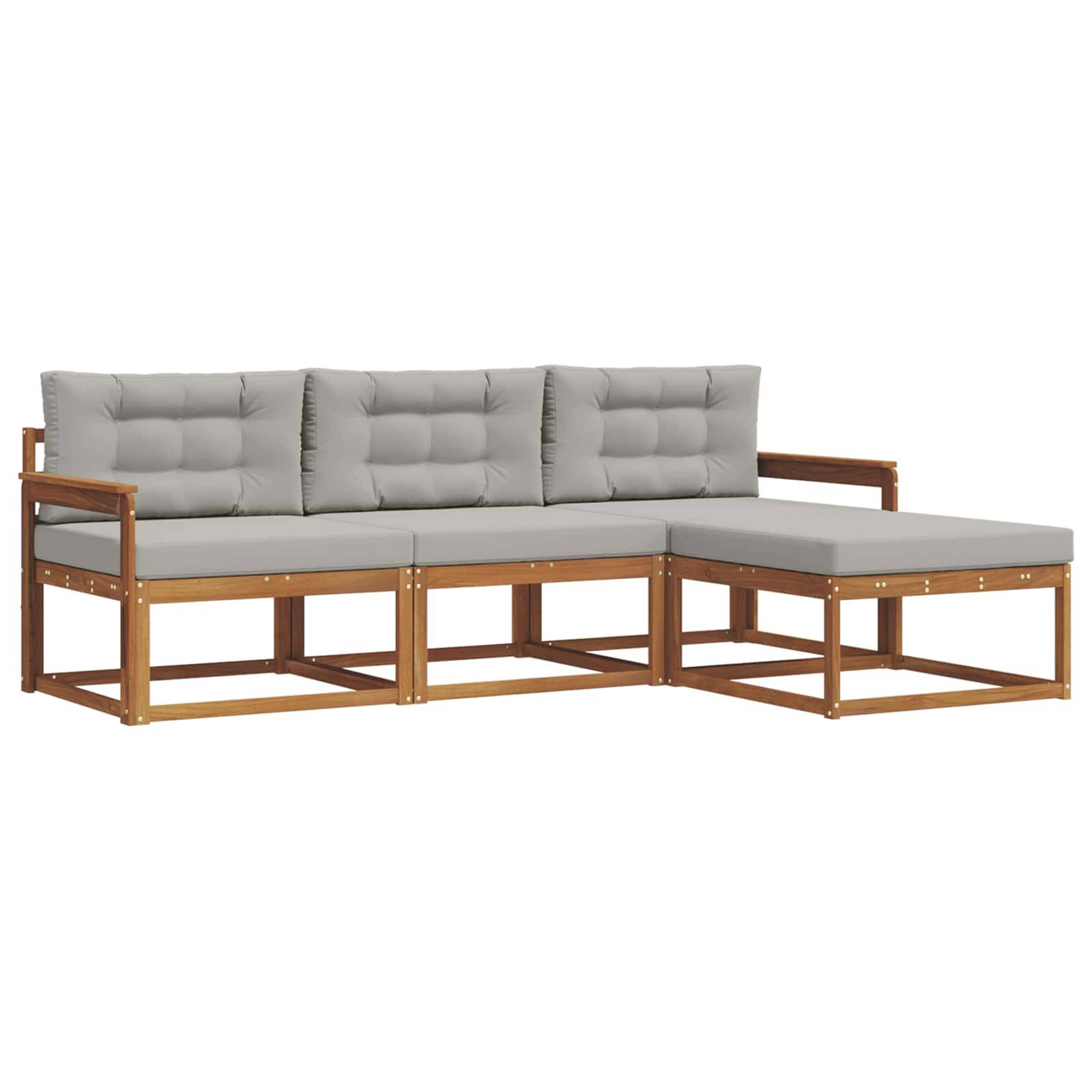 vidaXL Outdoor-Sofagarnitur mit Kissen 4 pcs Natürlich und Hellgrau