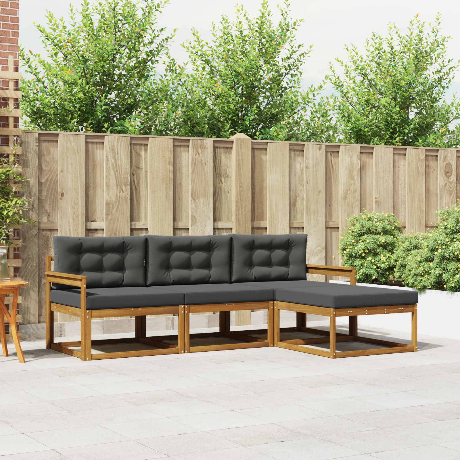 vidaXL Outdoor-Sofagarnitur mit Kissen 4 pcs Natur und Anthrazit