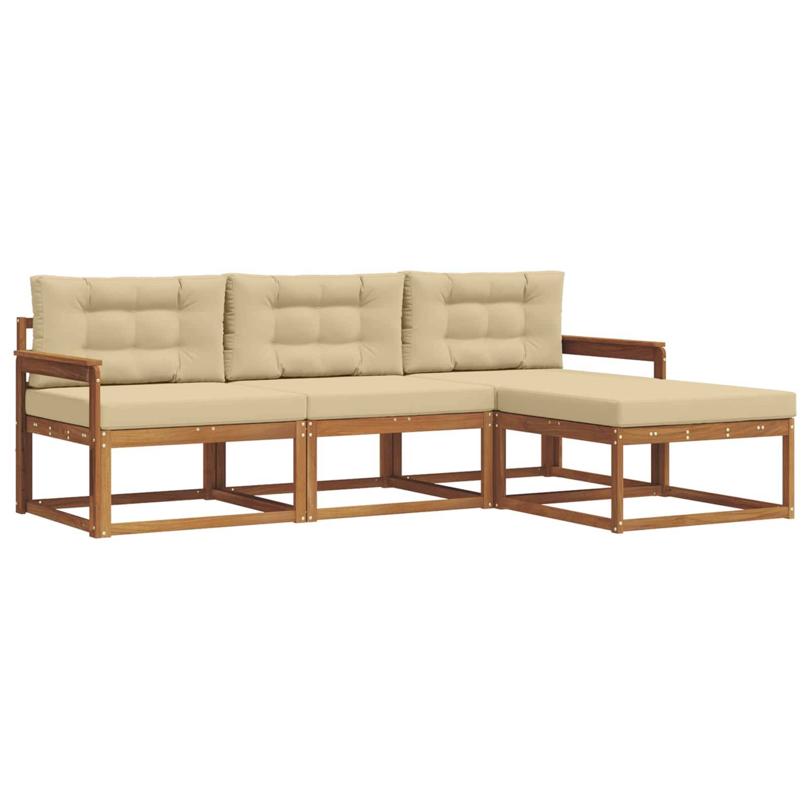 vidaXL Outdoor-Sofagarnitur mit Kissen 4 pcs Natur und Beige