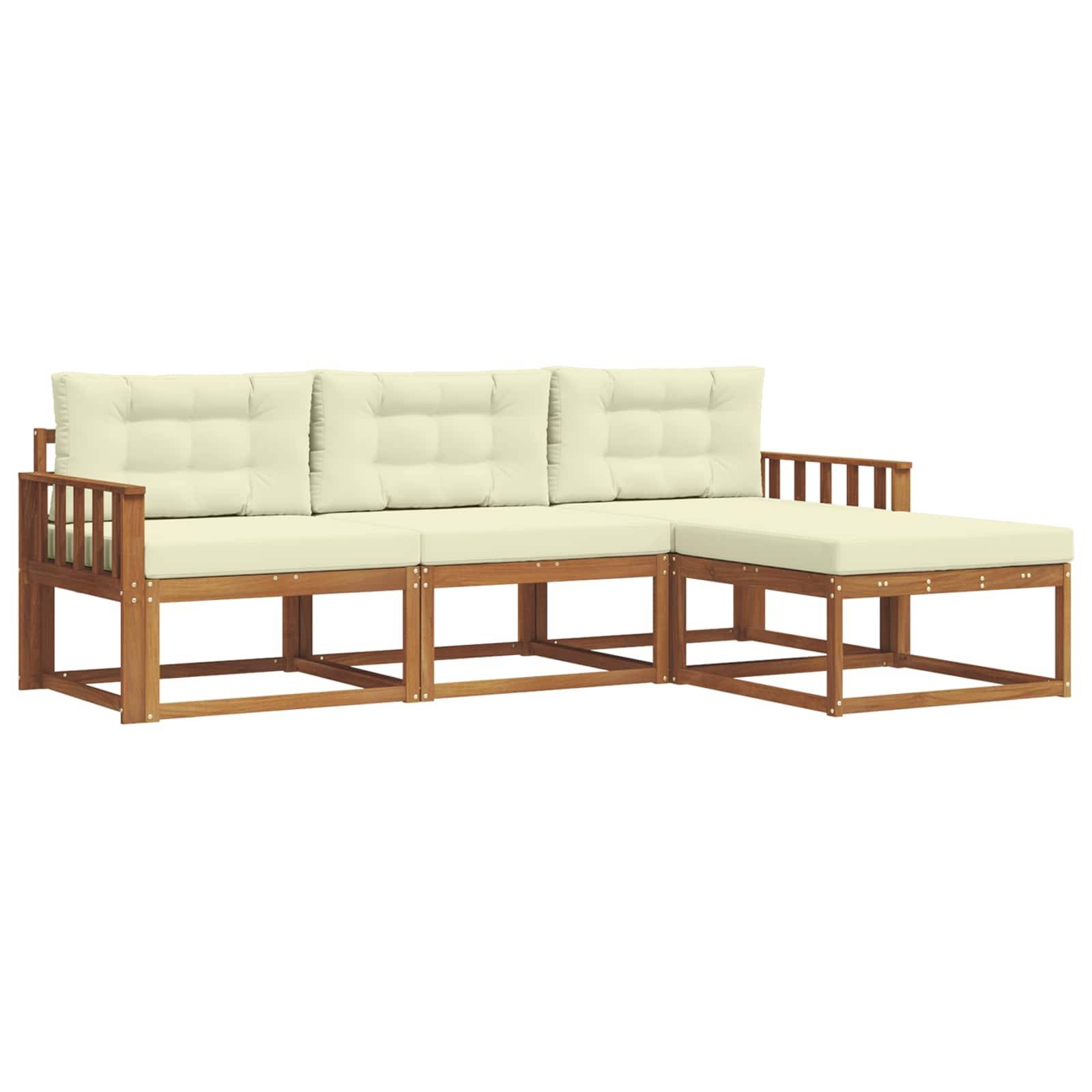 vidaXL Outdoor-Sofagarnitur mit Kissen 4 pcs Natur und Creme