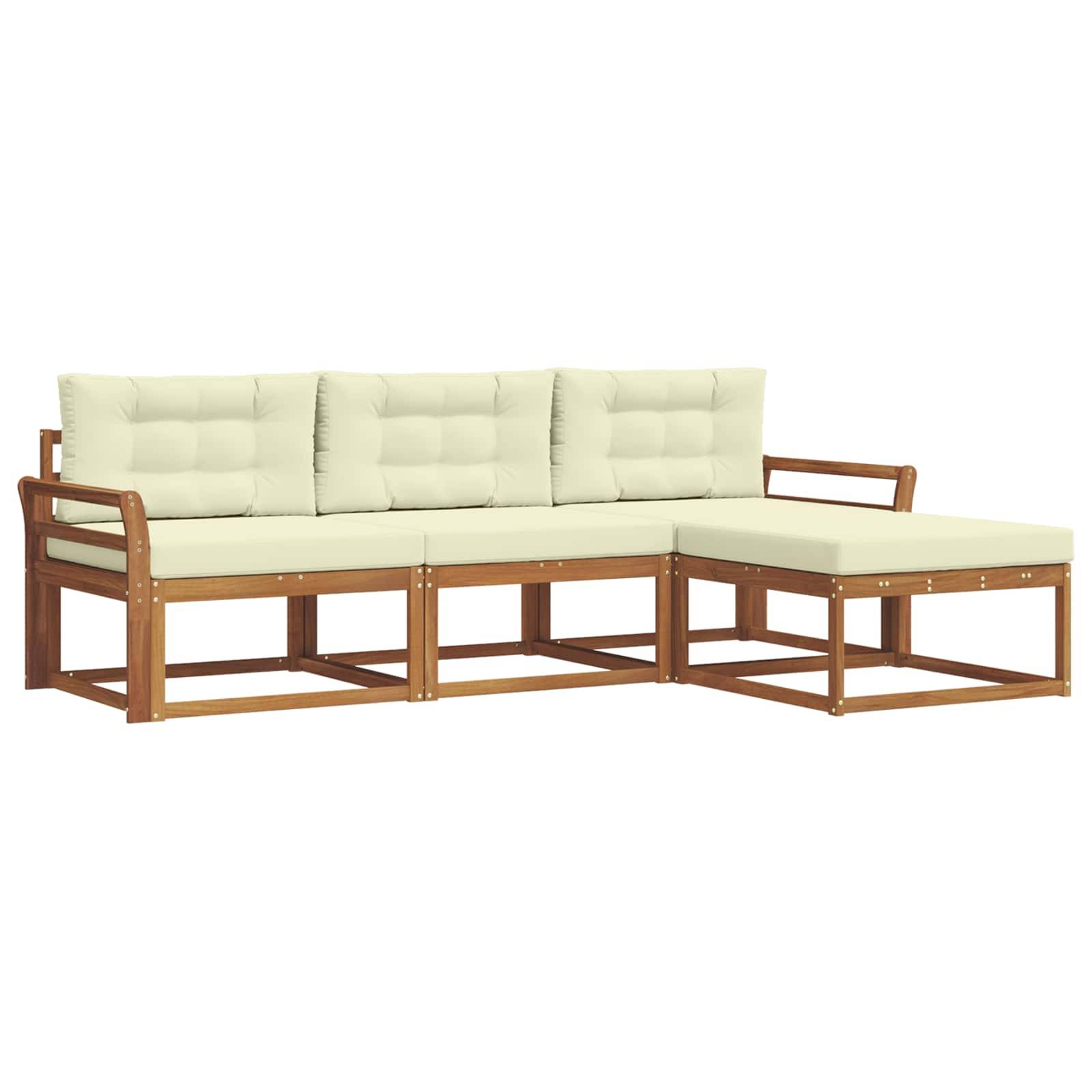 vidaXL Outdoor-Sofagarnitur mit Kissen 4 pcs Natur und Creme