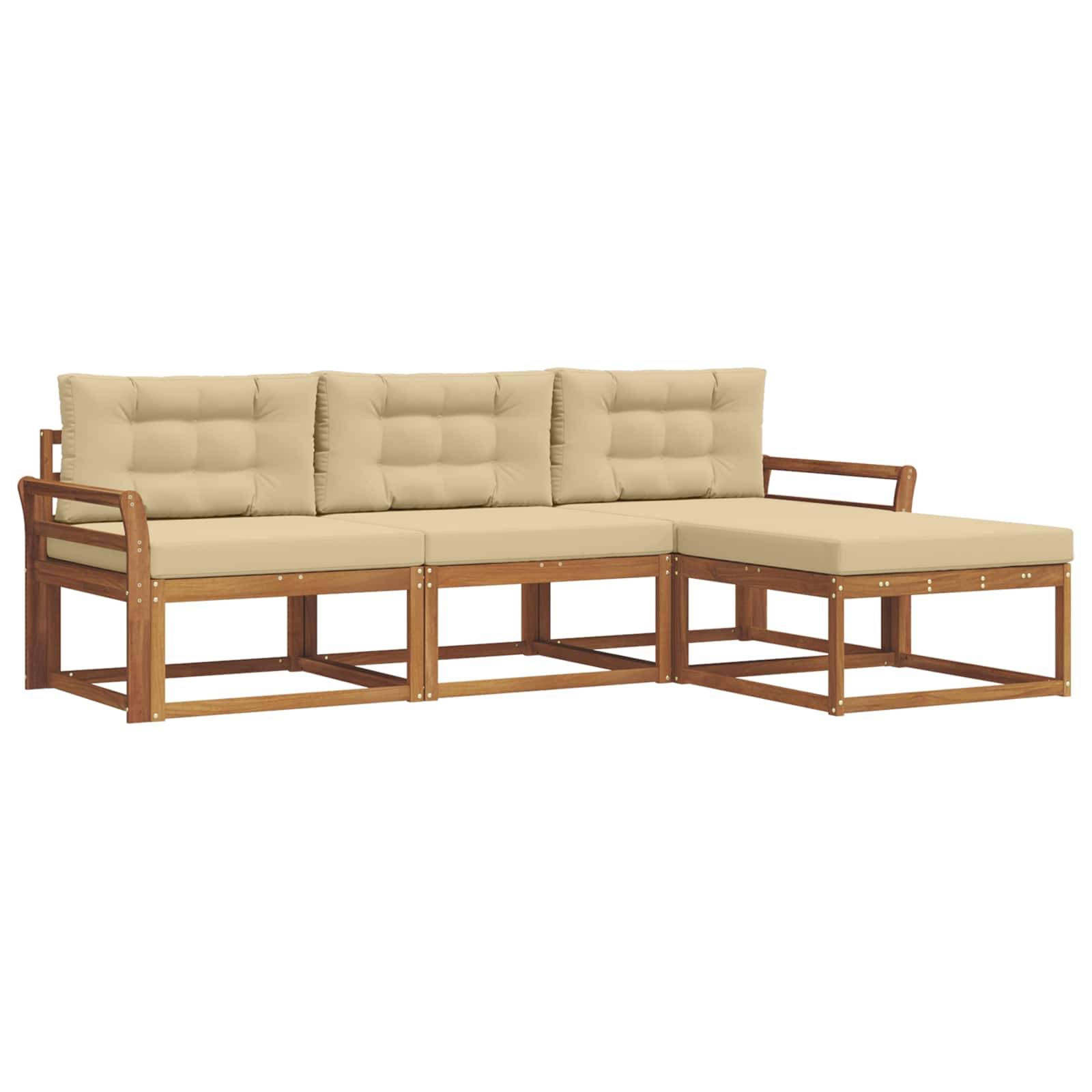 vidaXL Outdoor-Sofagarnitur mit Kissen 4 pcs Natur und Beige